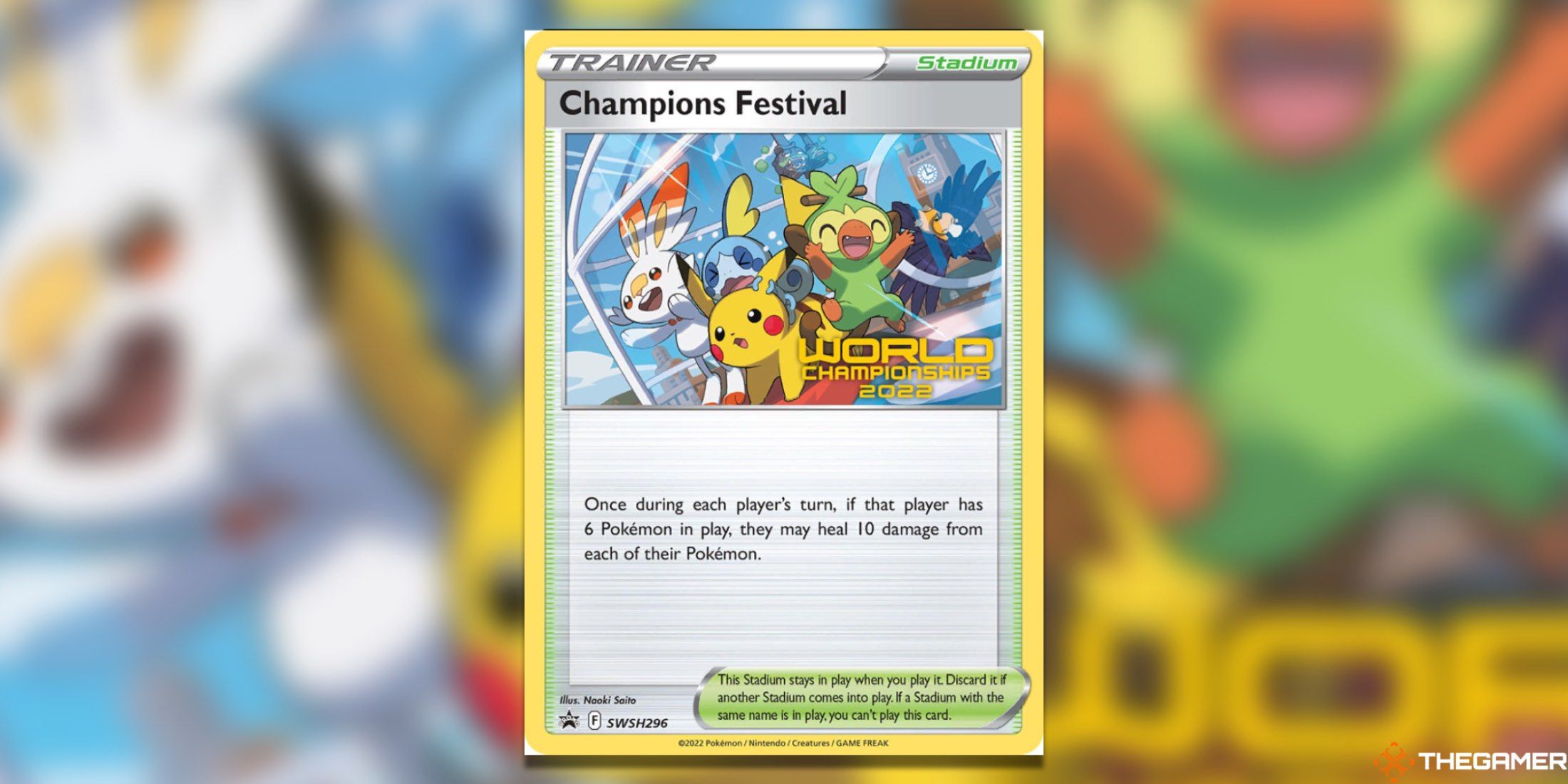 The WC 2022 Champions Festival promo card from the Pokemon TCG.