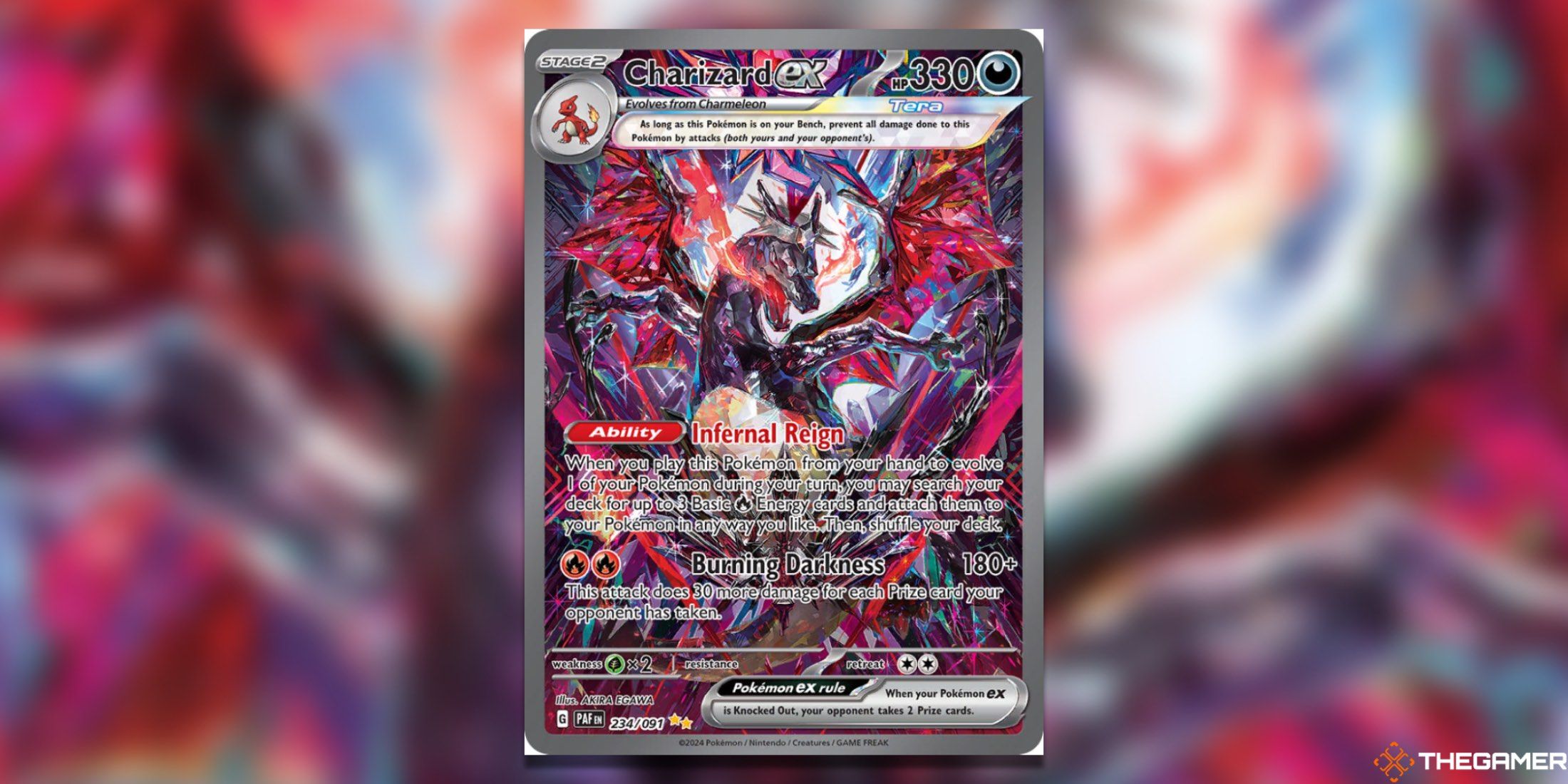 The Paldean Fates Charizard ex Special Illustration Rare from the Pokemon TCG.