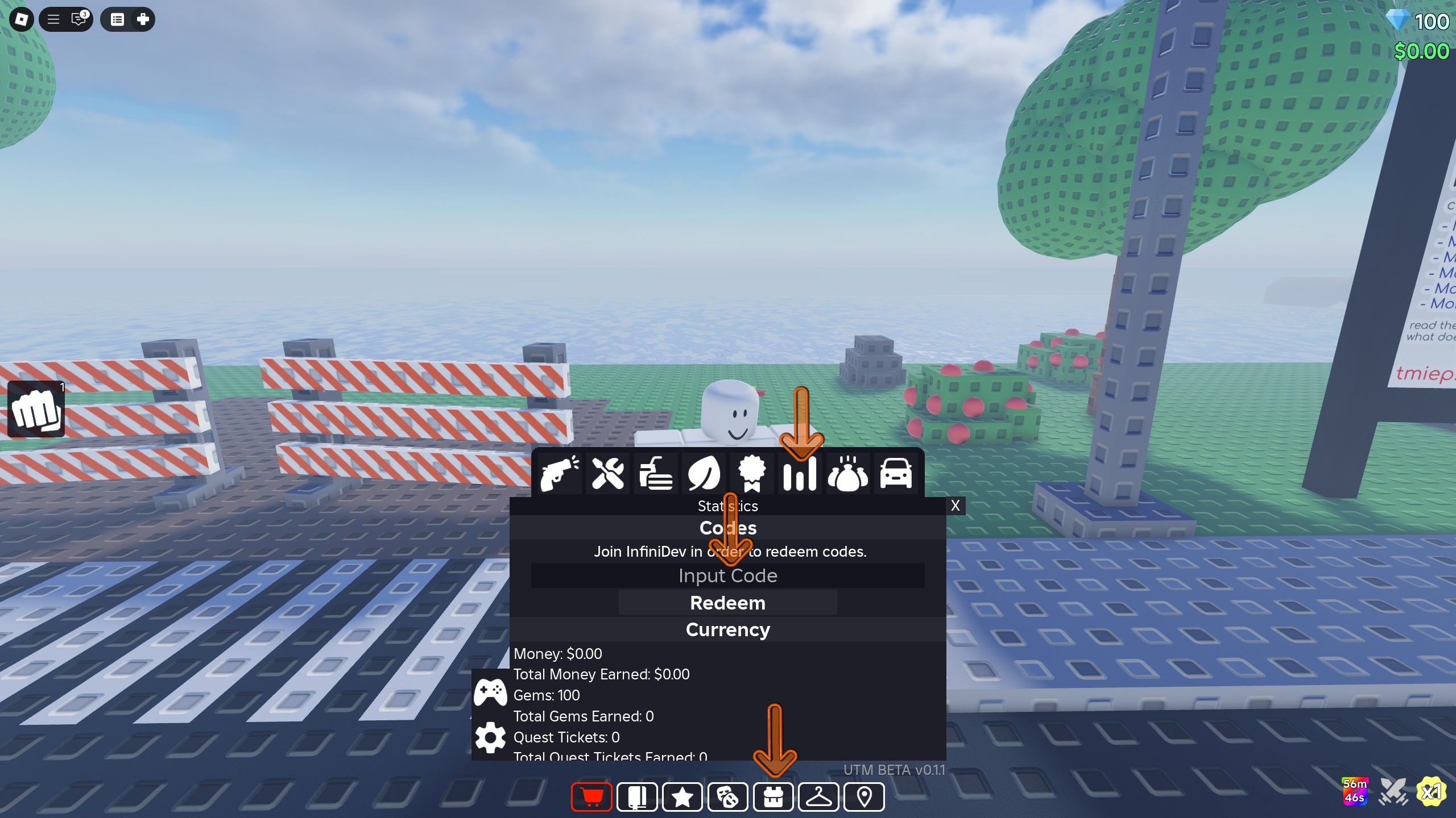 the codes box in Ultimate Town Multiplayer on Roblox