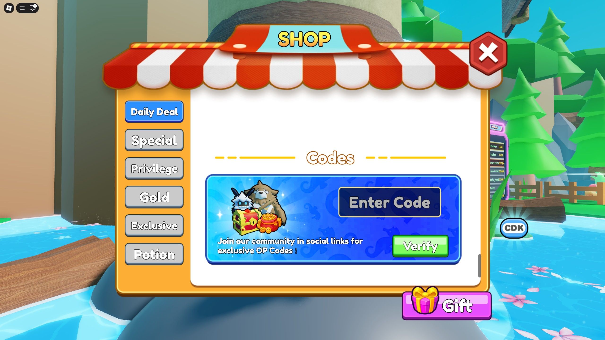 the codes box in Evolution Boom on Roblox