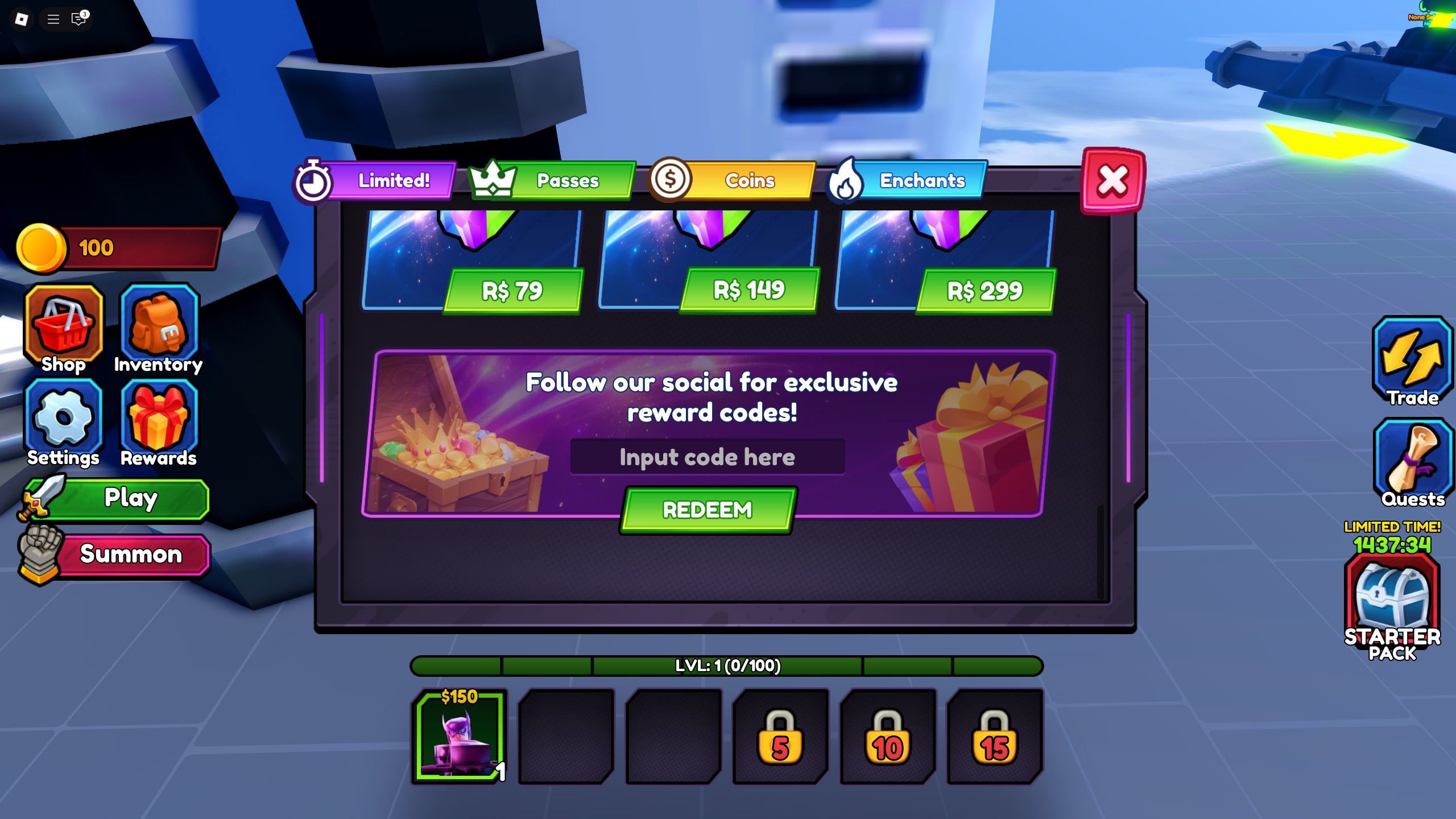 the codes box in SuperHero Tower Defense on Roblox