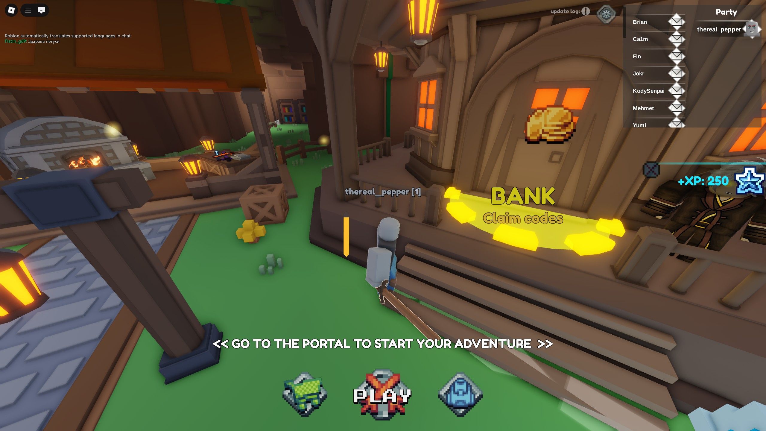the lobby in Pixel Blade on Roblox