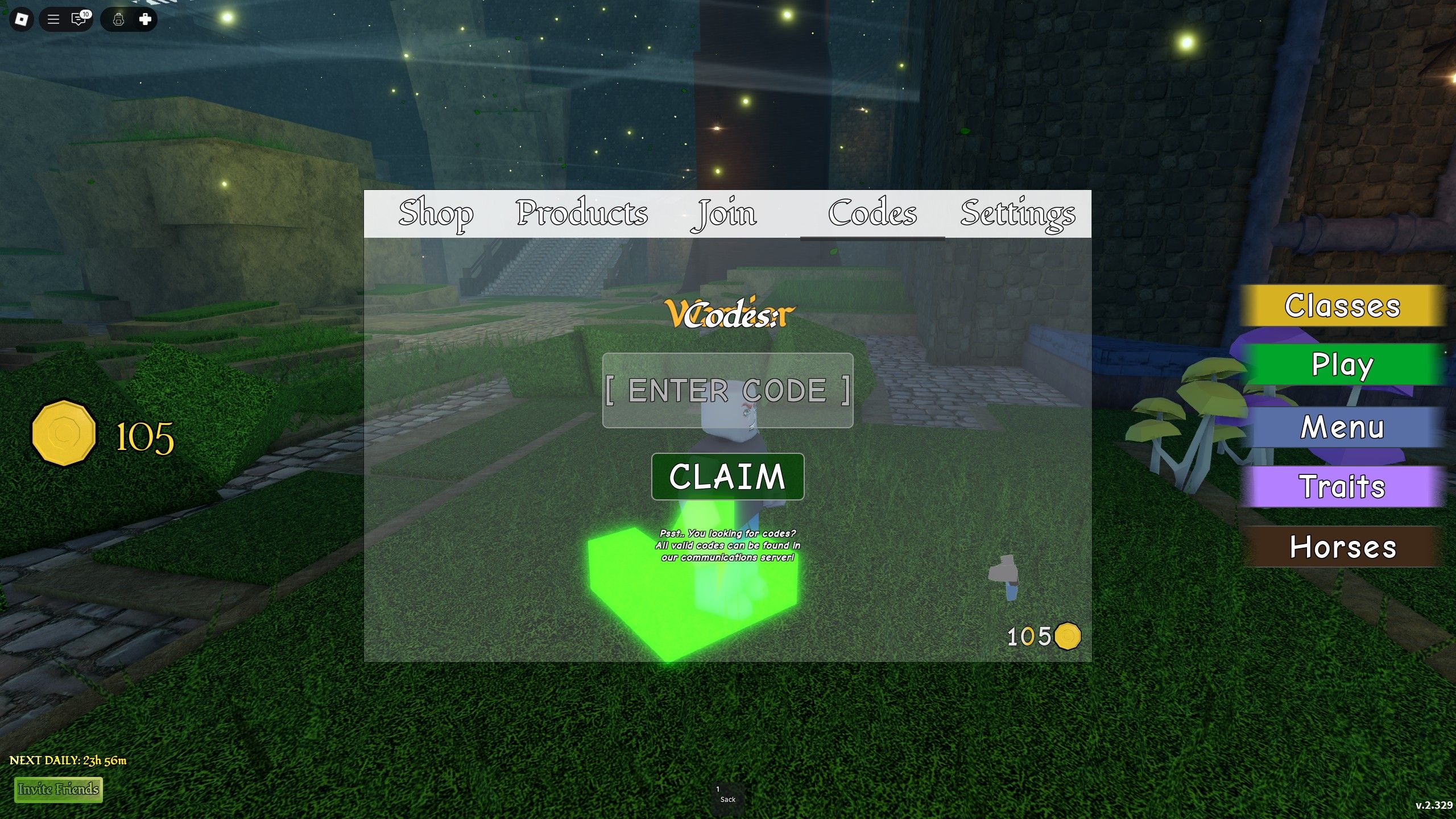 the codes box in Dead Tales on Roblox
