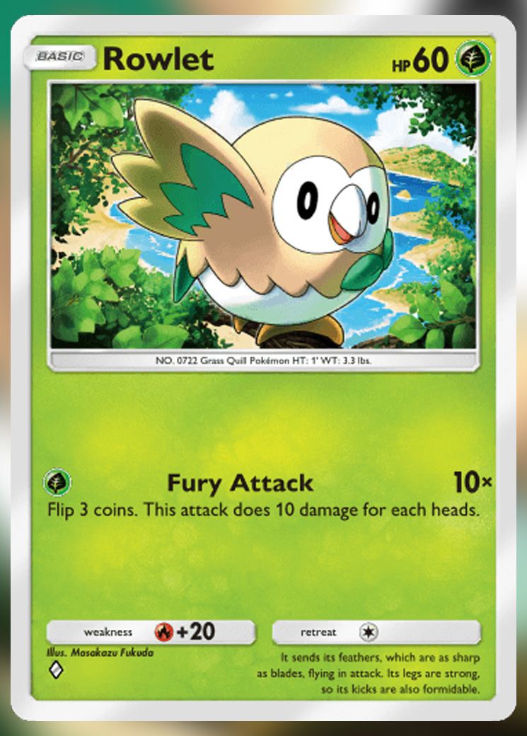 Rowlet from Extradimensional Crisis in Pokemon TCG Pocket.