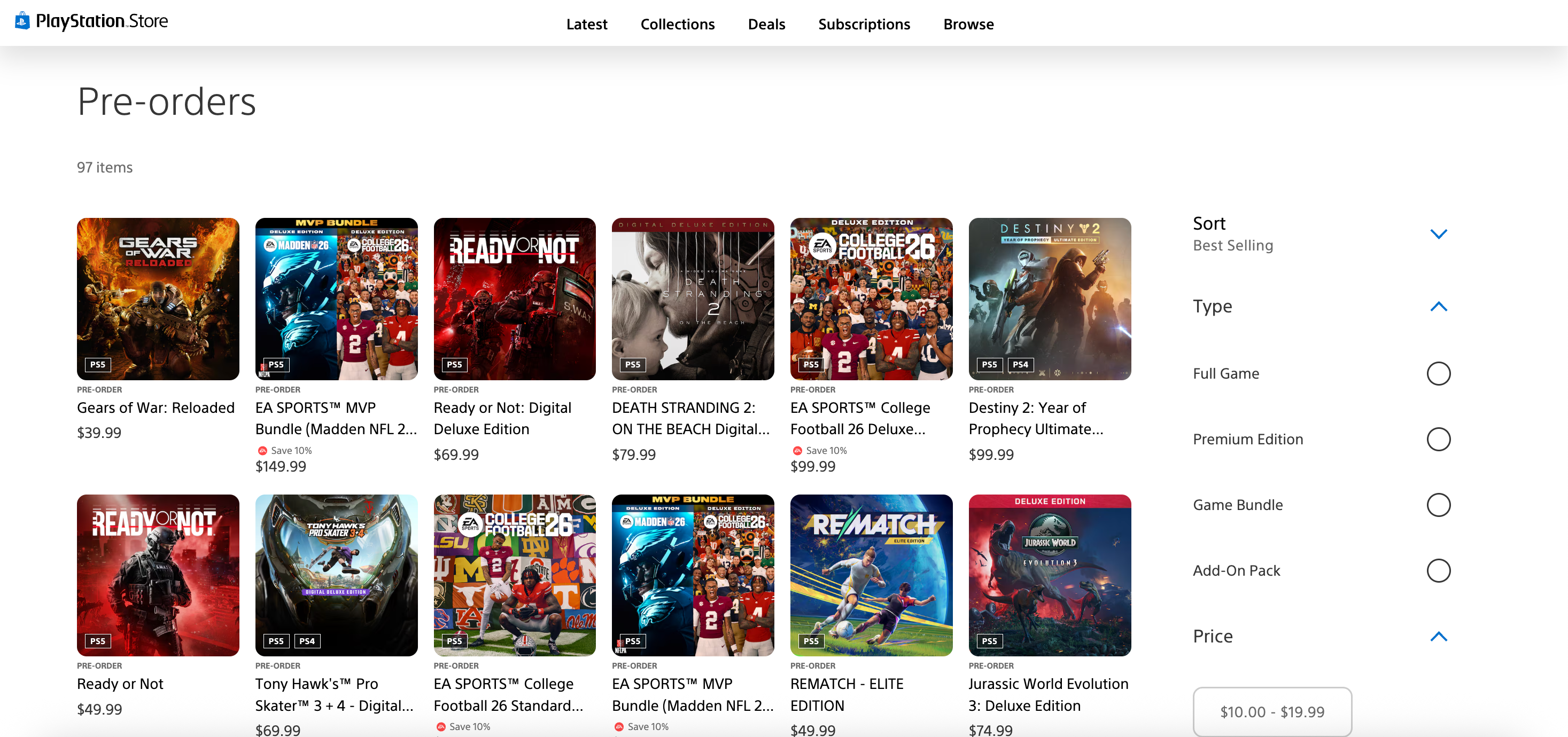 Gears of War: Reloaded seen at the top of the PlayStation Store pre-order charts.