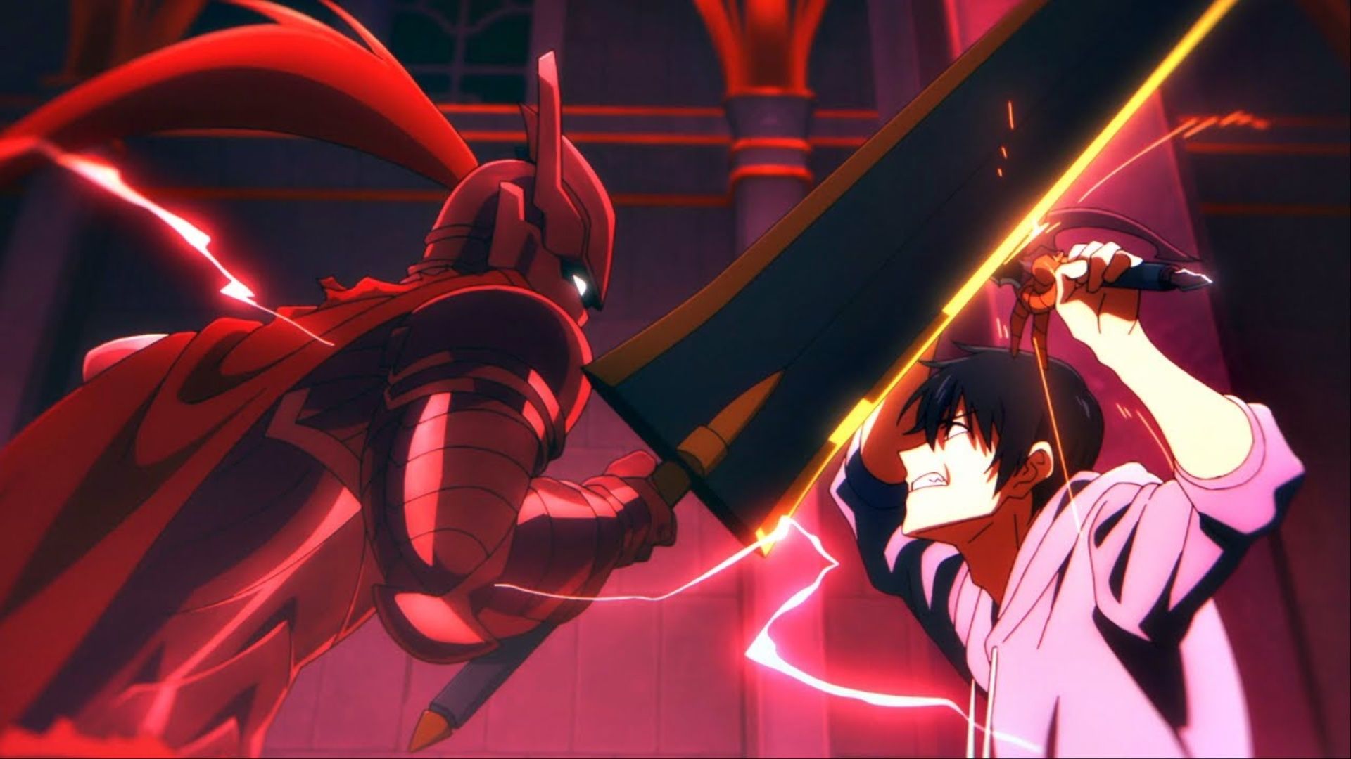 Jinwoo clashing with Igris in Solo Leveling.