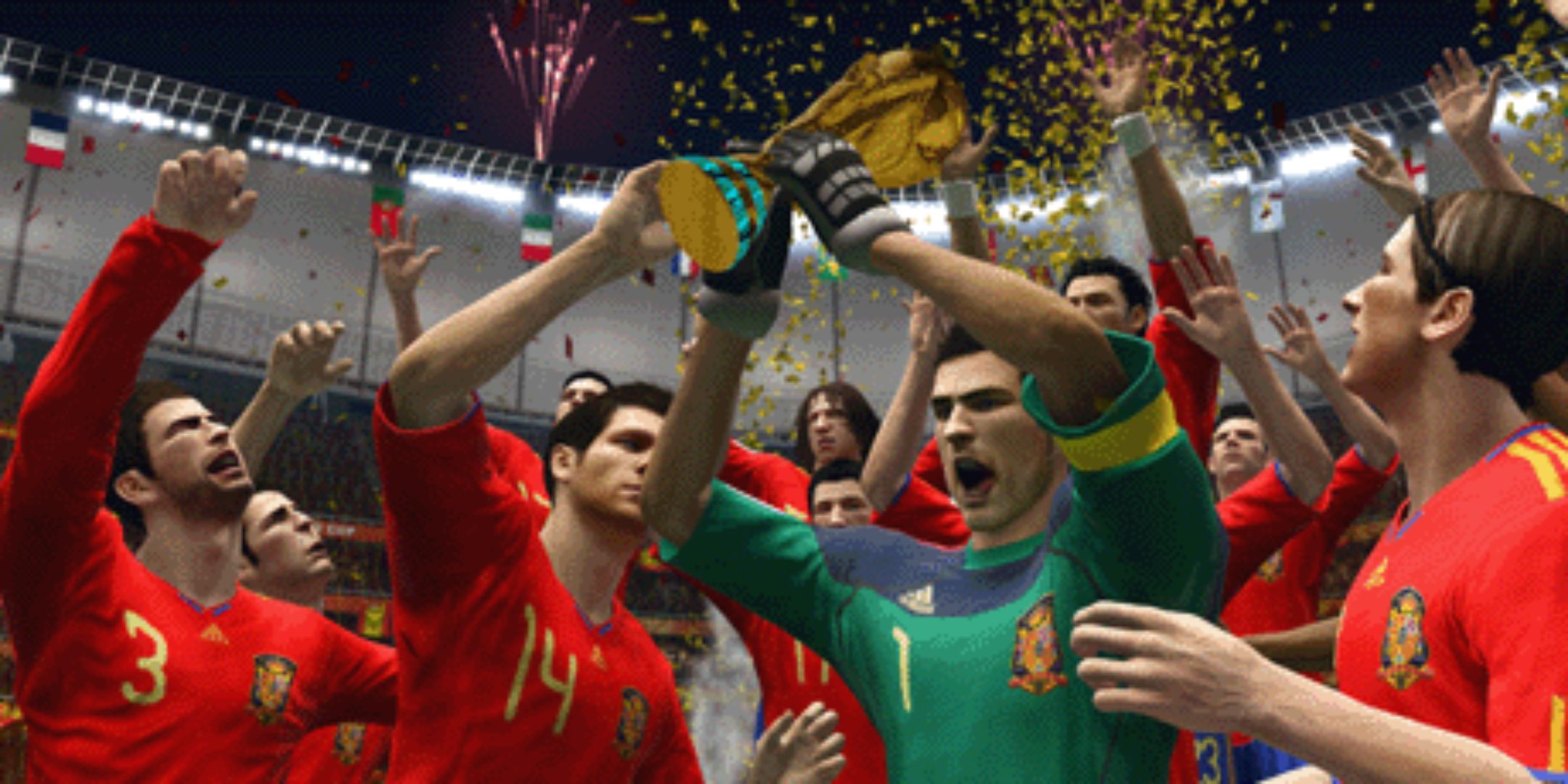 Spain celebrating winning the World Cup in 2010 FIFA World Cup South Africa.