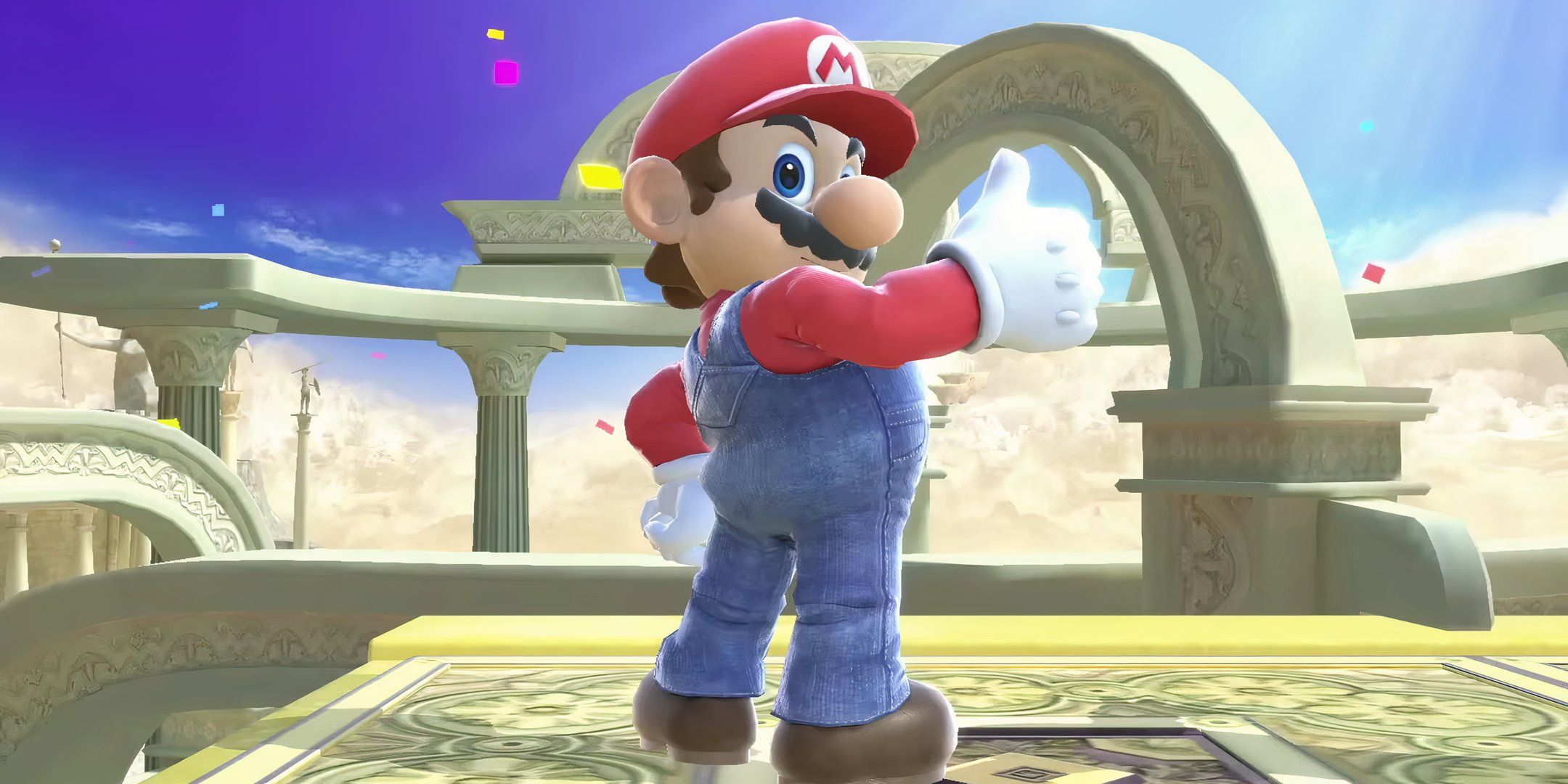 Mario giving a thumbs up in Super Smash Bros. Ultimate.