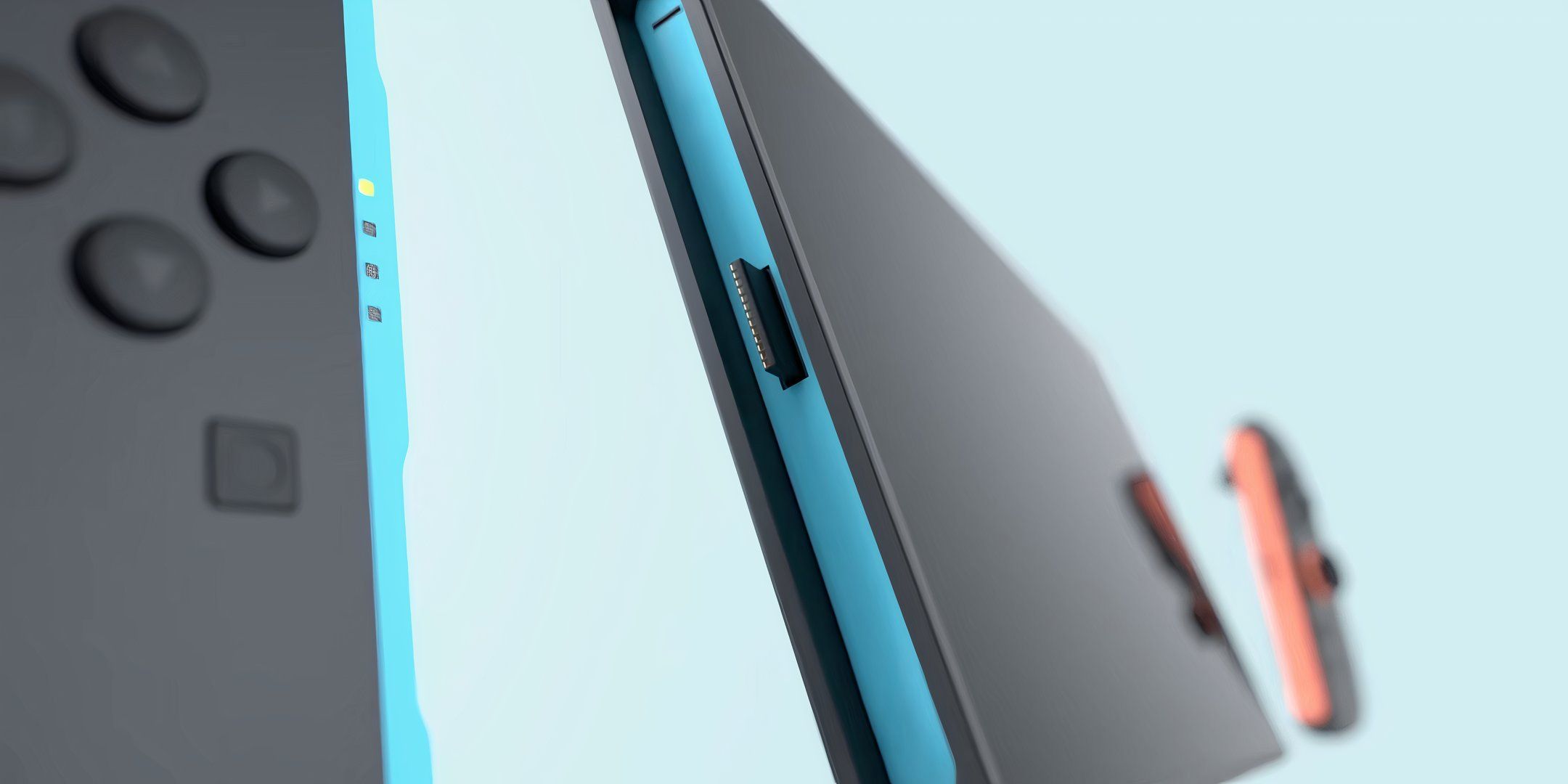 A close-up of the Nintendo Switch 2's Joy-Con connector.
