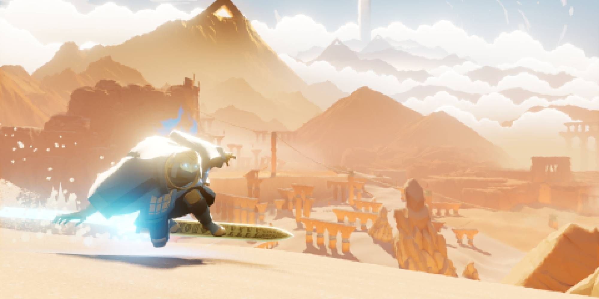 Sword Of The Sea Hero Riding The Hoversword In The Desert.