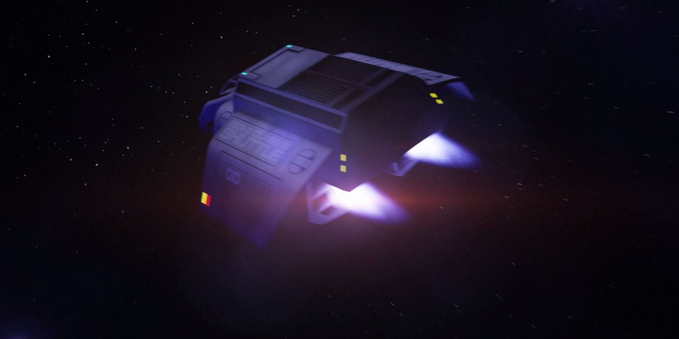 A cutscene of a shuttle flying away in System Shock 2 Remastered.