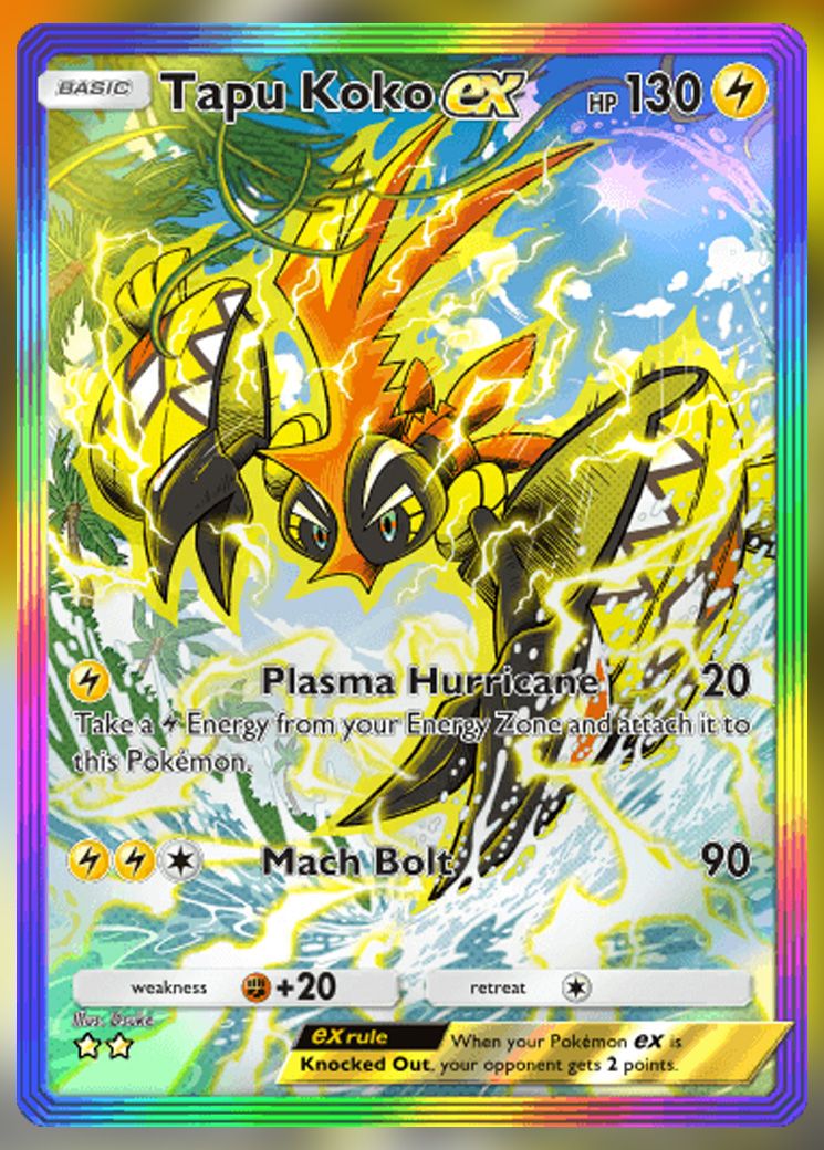 Tapu Koko ex (Special Art Rare) from Extradimensional Crisis in Pokemon TCG Pocket.