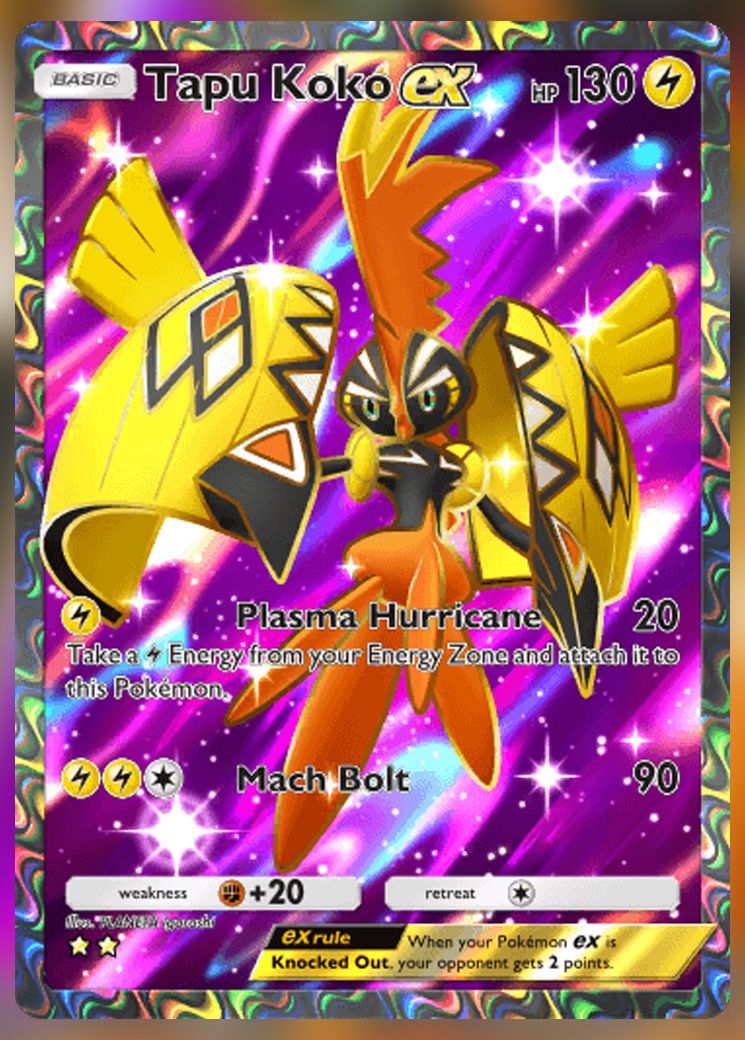 Tapu Koko ex (Special Art Rare) from Extradimensional Crisis in Pokemon TCG Pocket.