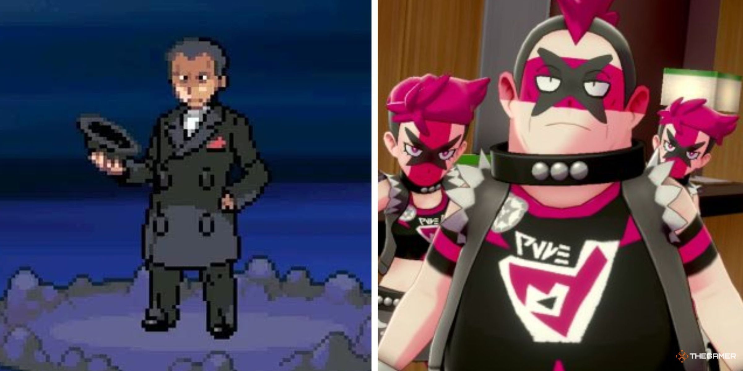 Team Rocket Leader Giovanni Being Battled In Pokemon HeartGold And Team Yell In A Hotel In Pokemon Shield.
