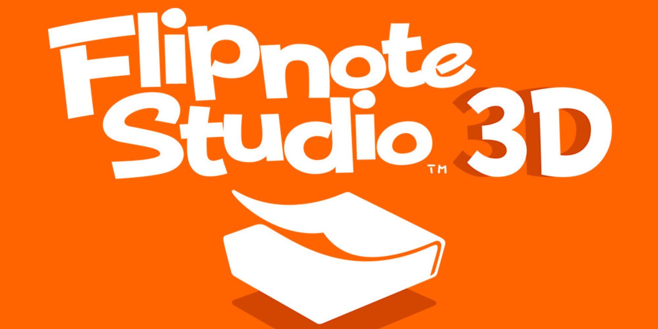 The Flipnote Studio 3D logo with a pad of paper on an orange background.