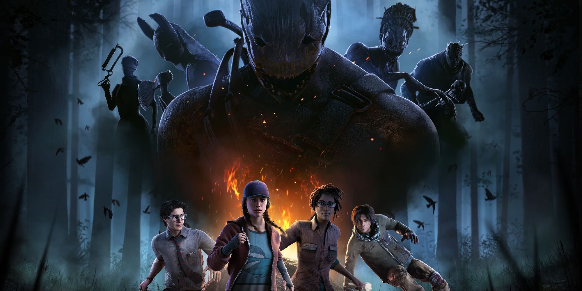 The killers look down on the victims in Dead By Daylight.