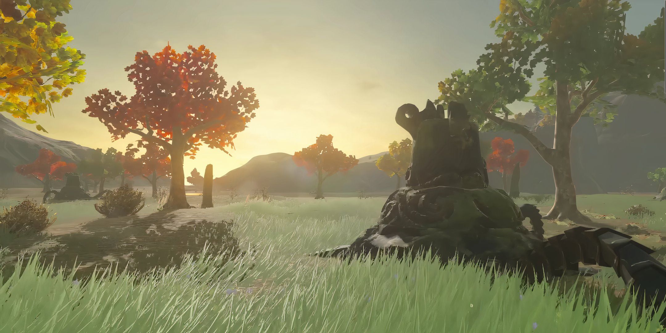 A Guardian laying in wait in The Legend of Zelda: Breath of the Wild.