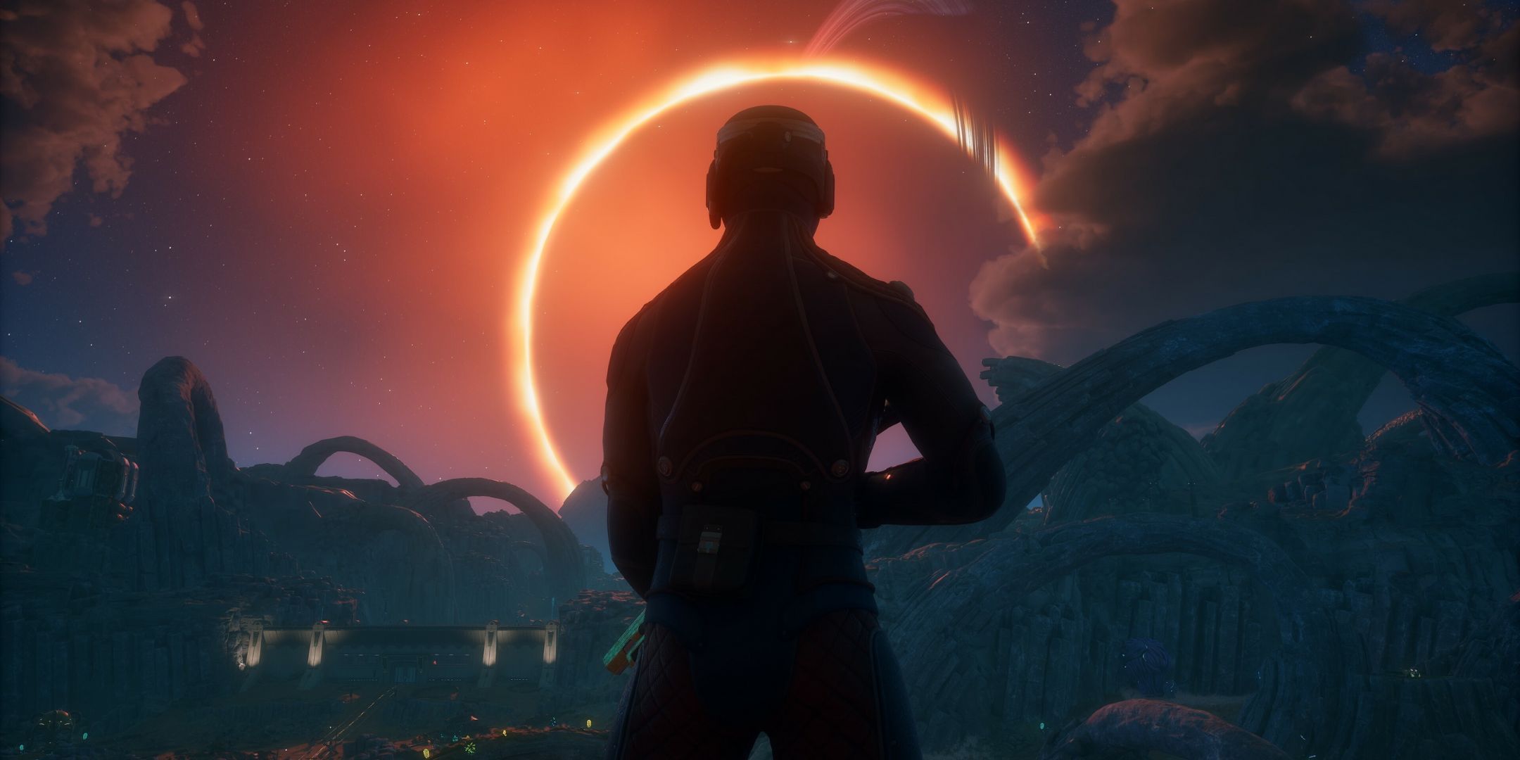 A player watching an eclipse in The Outer Worlds 2.
