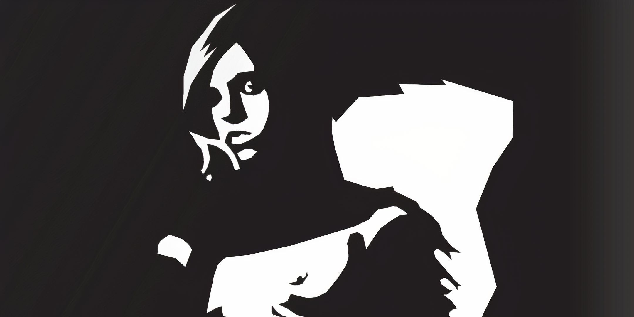 black and white blocky image of a woman.