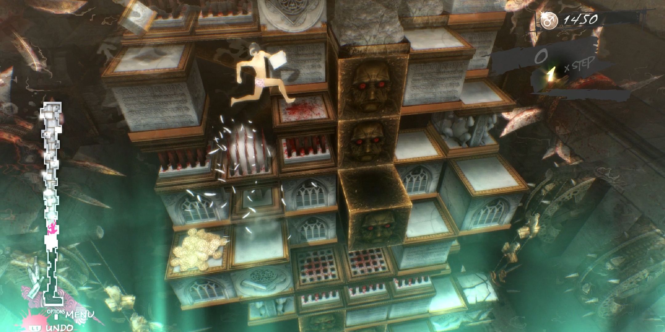 Vincent climbing up a puzzle in Catherine Full Body.