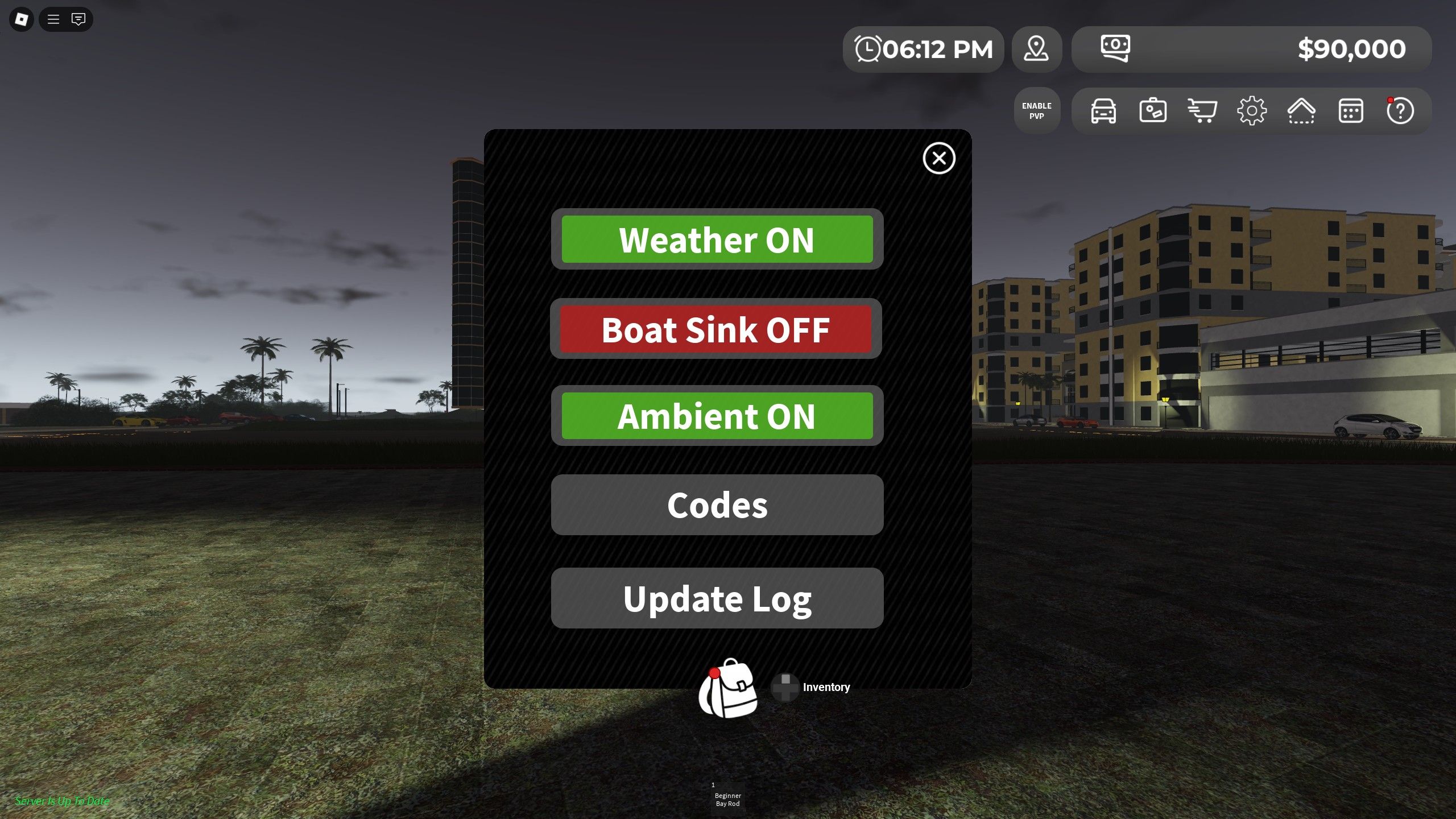 the settings in West Coast on Roblox