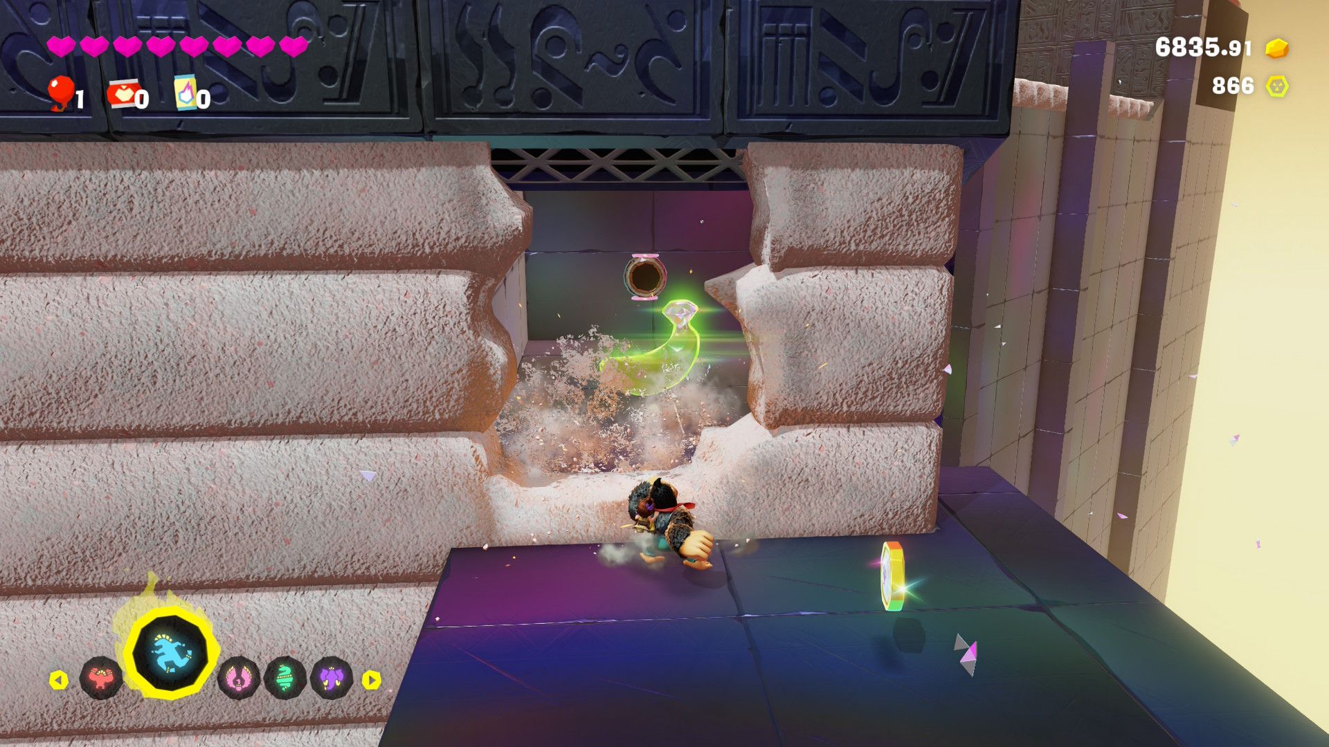 Hidden banana behind wall in Steady Flow of Salt in Donkey Kong Bananza