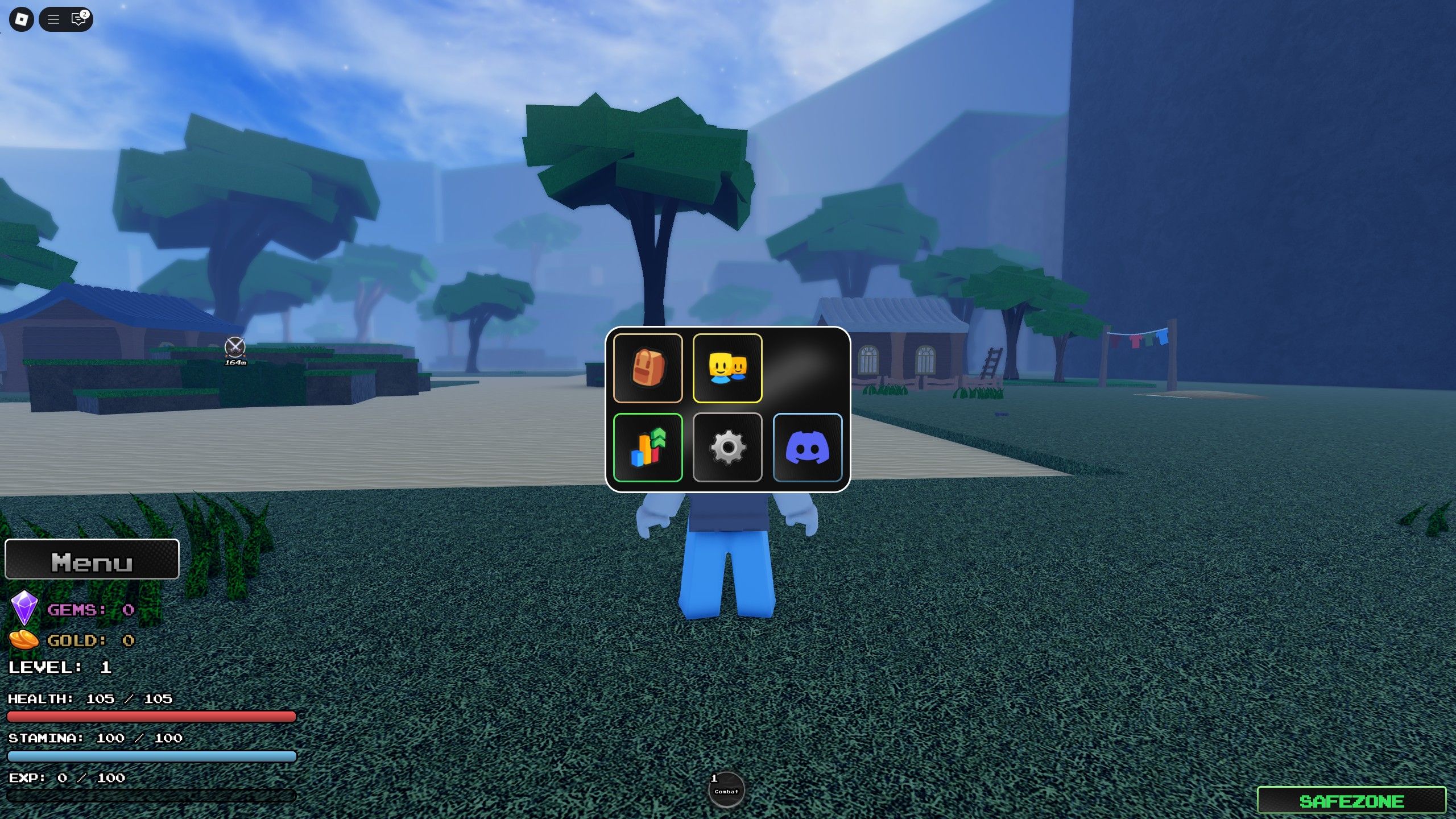 the menu in Aether Adventure on Roblox