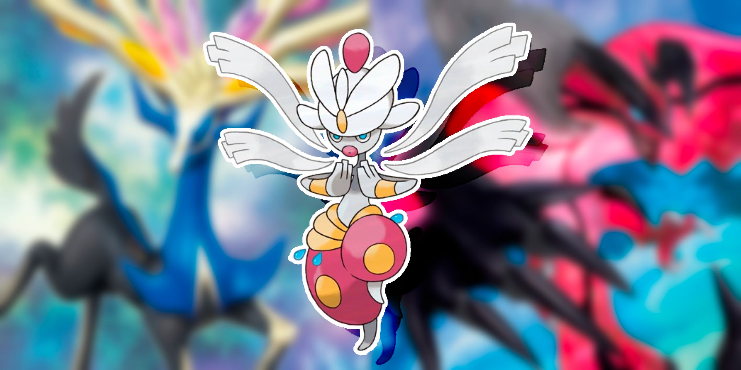Art of Mega Medicham on top of the pack artwork featuring Xerneas and Yveltal from the XY Base Set of the Pokemon TCG.