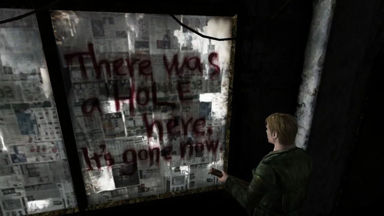 The famous window phrase from Silent Hill 2 on PlayStation.