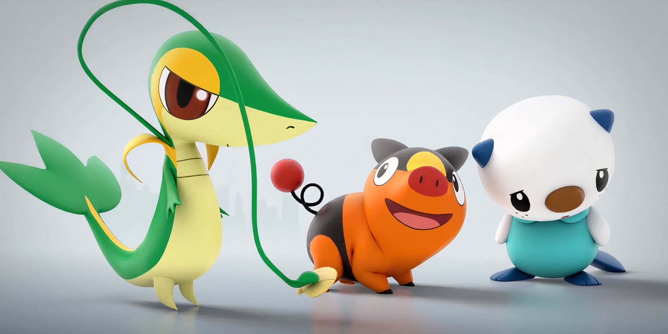 Snivy, Tepig, and Oshawott from pokemon black and white.