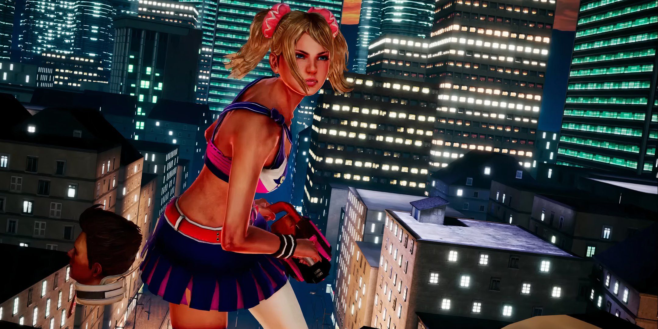 Juliet charging towards the camera in Lollipop Chainsaw Repop.