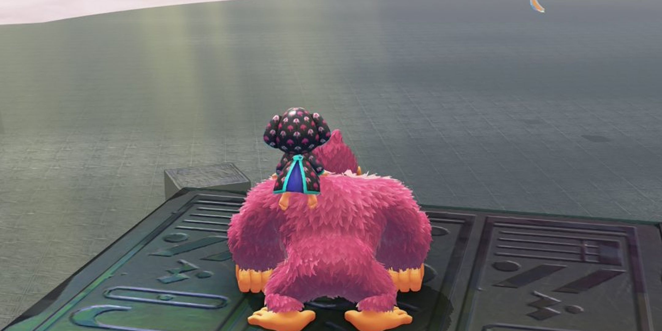 Donkey Kong looking over a completely flattened layer in Bananza.