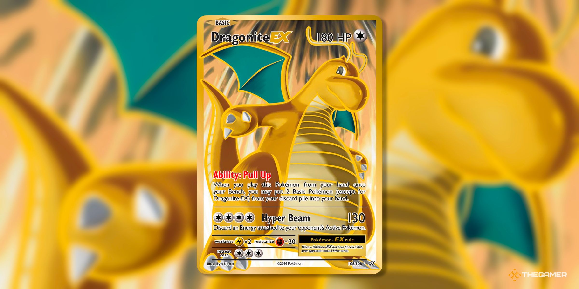 Dragonite EX (Full Art, 106) from the XY era set Evolutions from the Pokemon TCG.