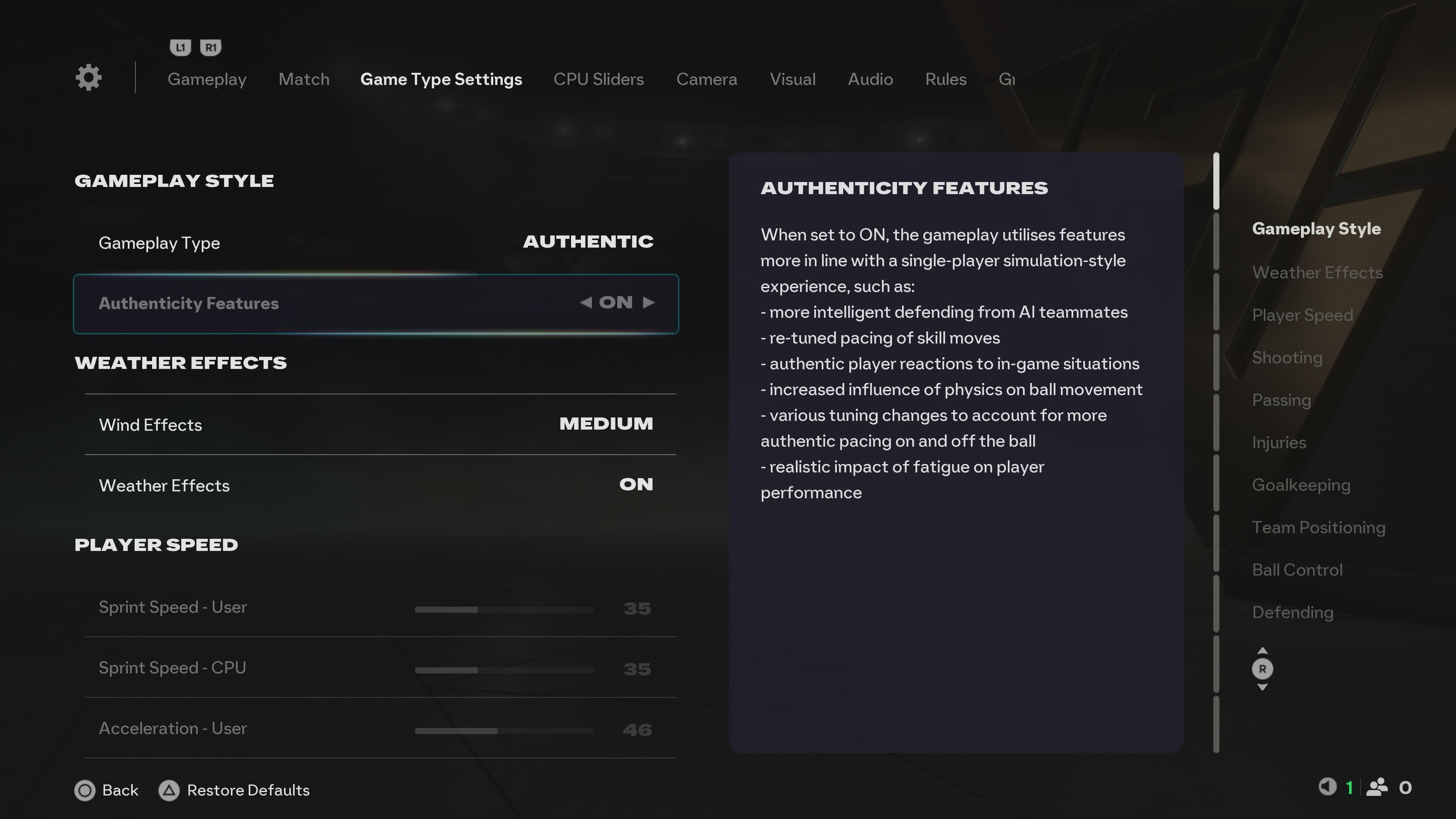 EA FC 26 Authentic gameplay style menu