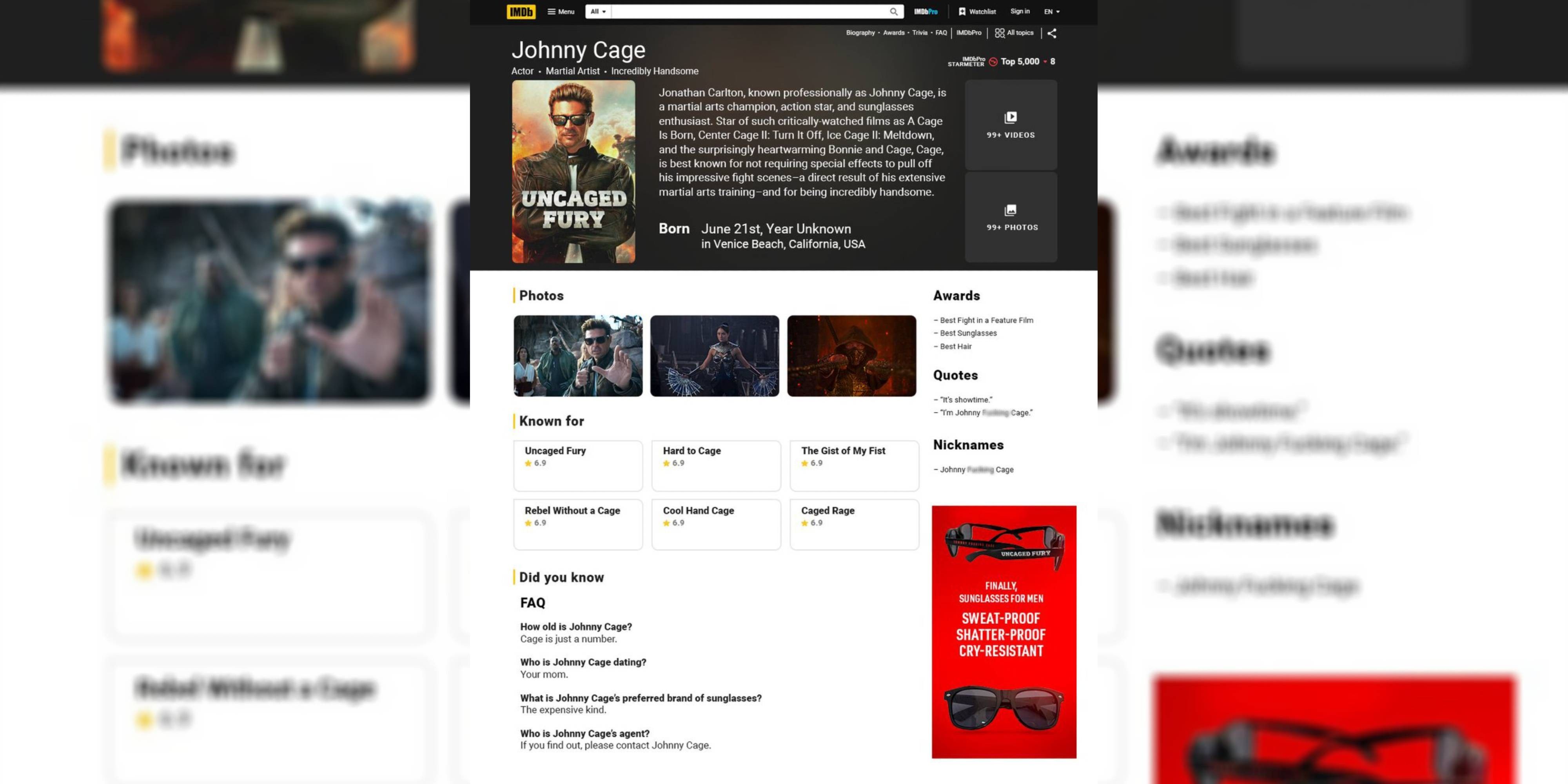 johnny cage imdb profile.