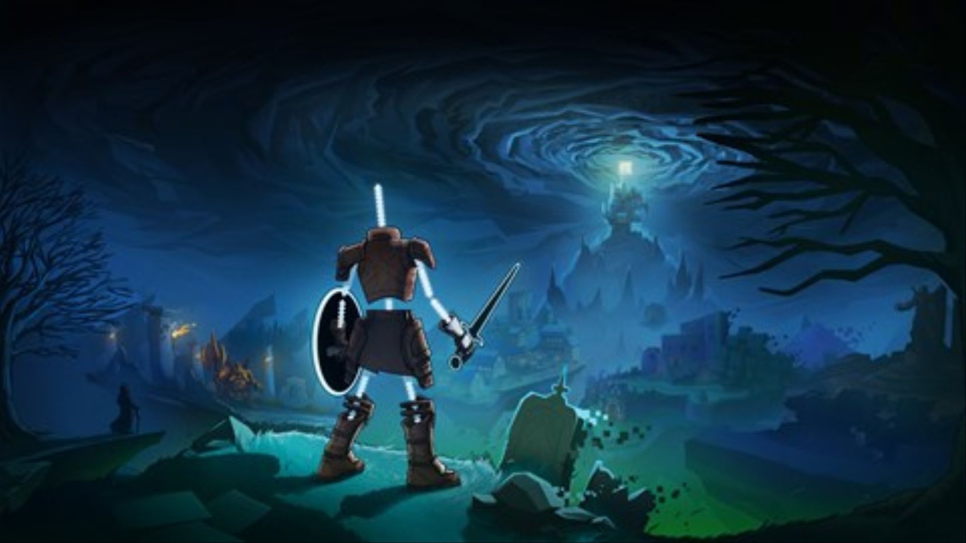 The Hero looking out toward the kingdom of Nostalgaia in The Last Hero of Nostalgaia.