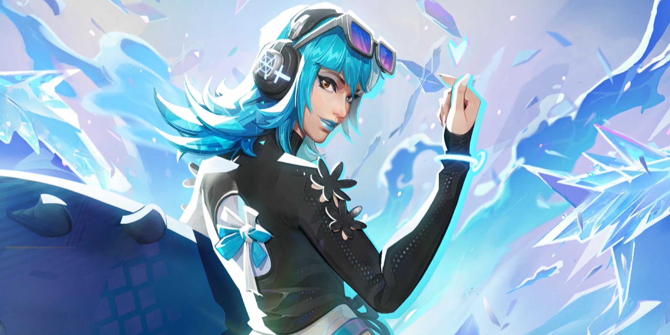 Luna Snow posing in front of some frozen waves.