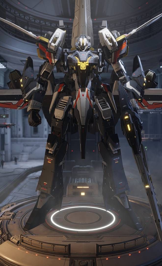 Mecha Break, Skyraider, winged mech with sword_gun.