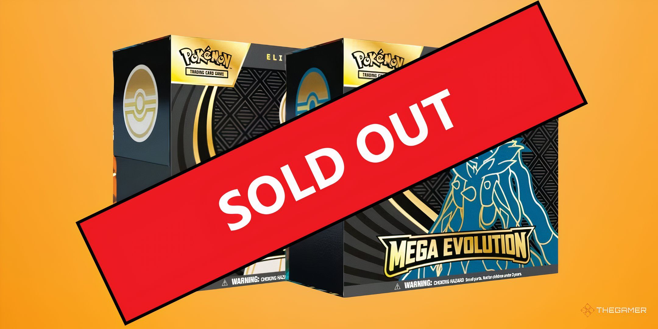 mega evolutions etbs with sold out sign in front of them.