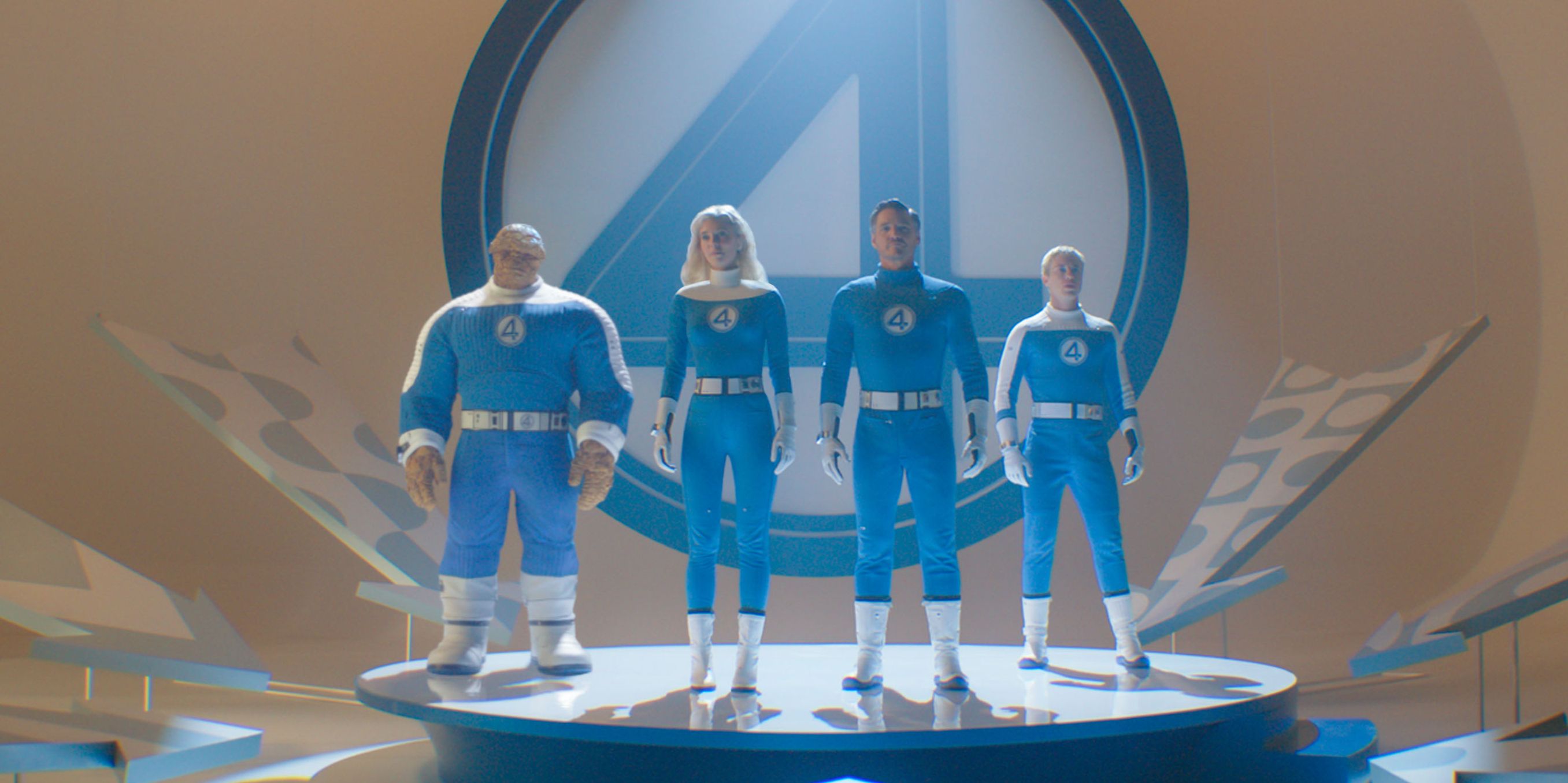 Ben Grimm, Sue Storm, Reed, Richards, and Johnny Storm in Fantastic Four: First Steps