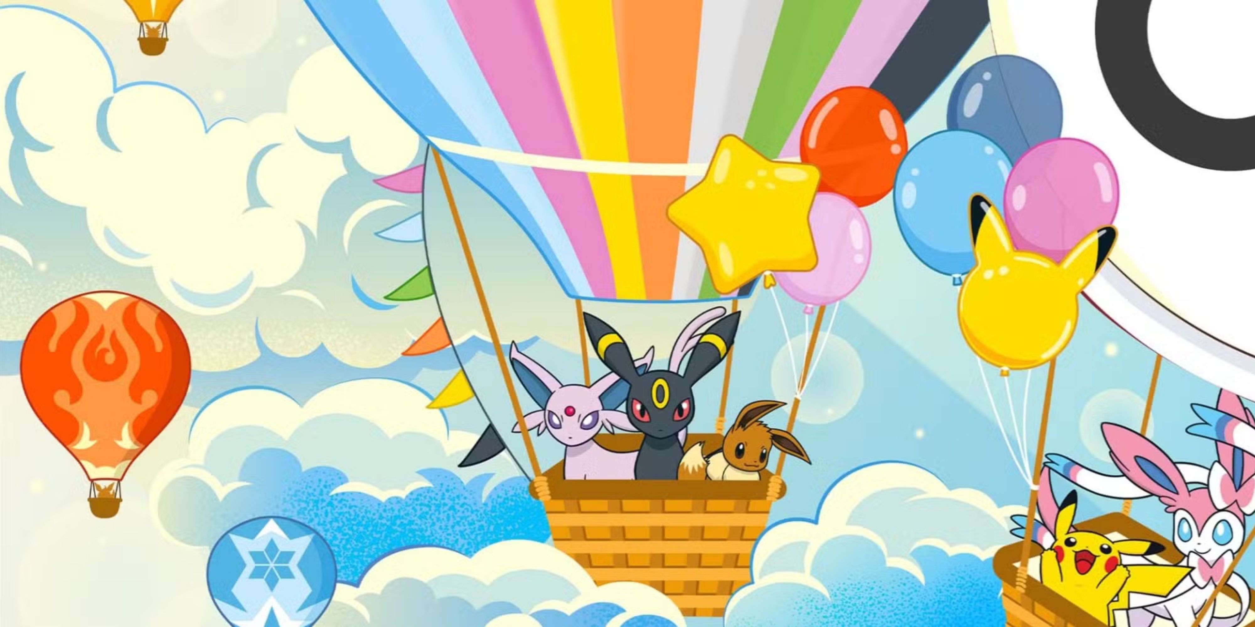 pokemon riding in hot air balloons.