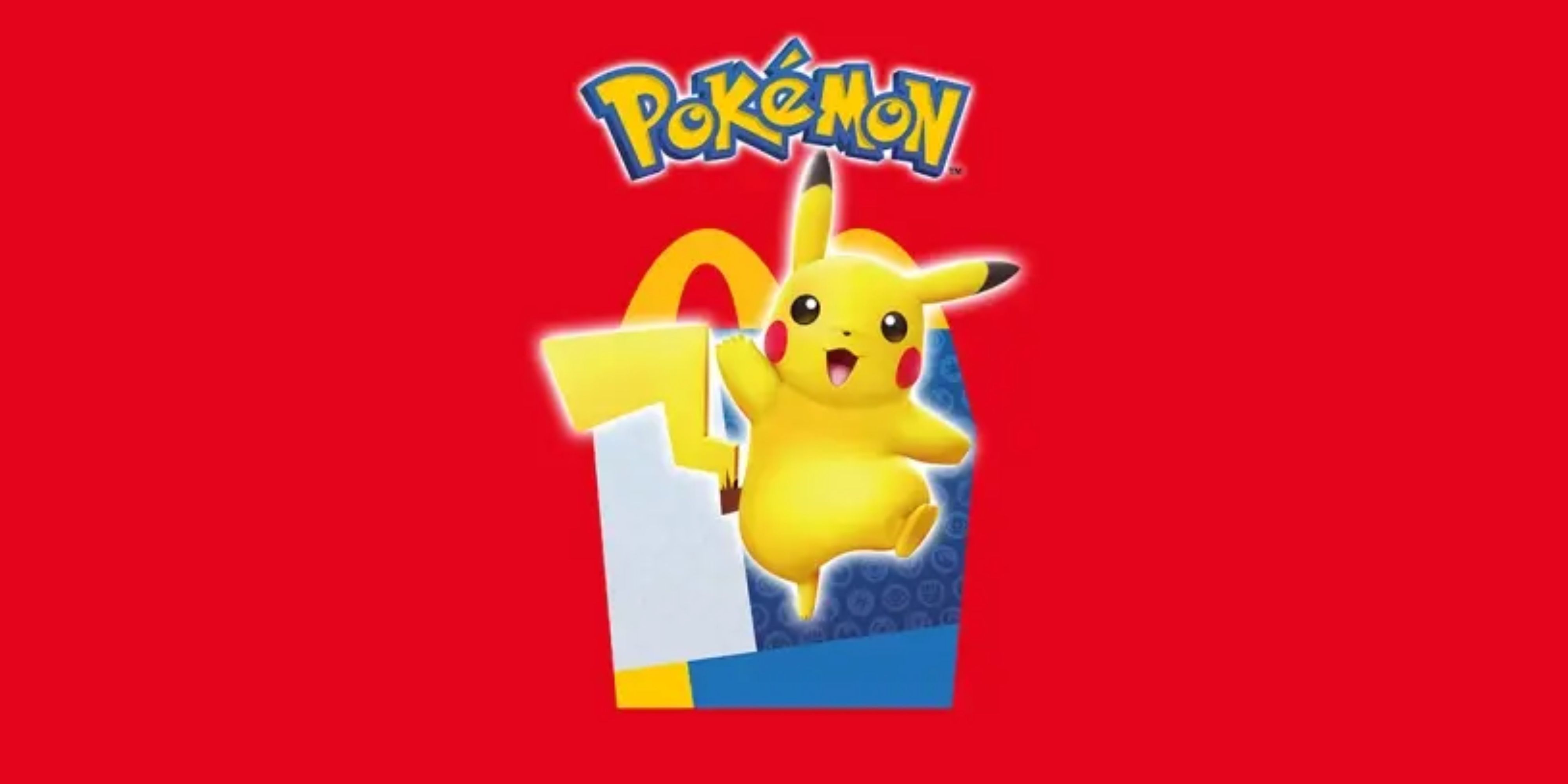 pikachu with a happy meal box behind it and the pokemon logo above it.