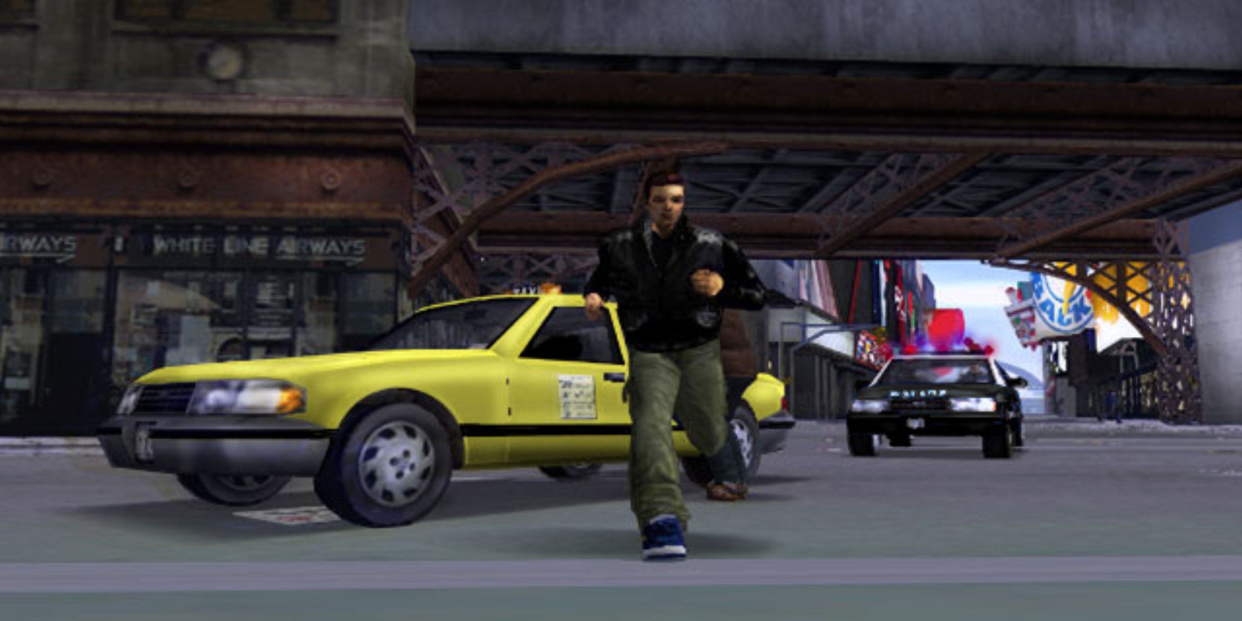 claude running from a taxi in gta 3.