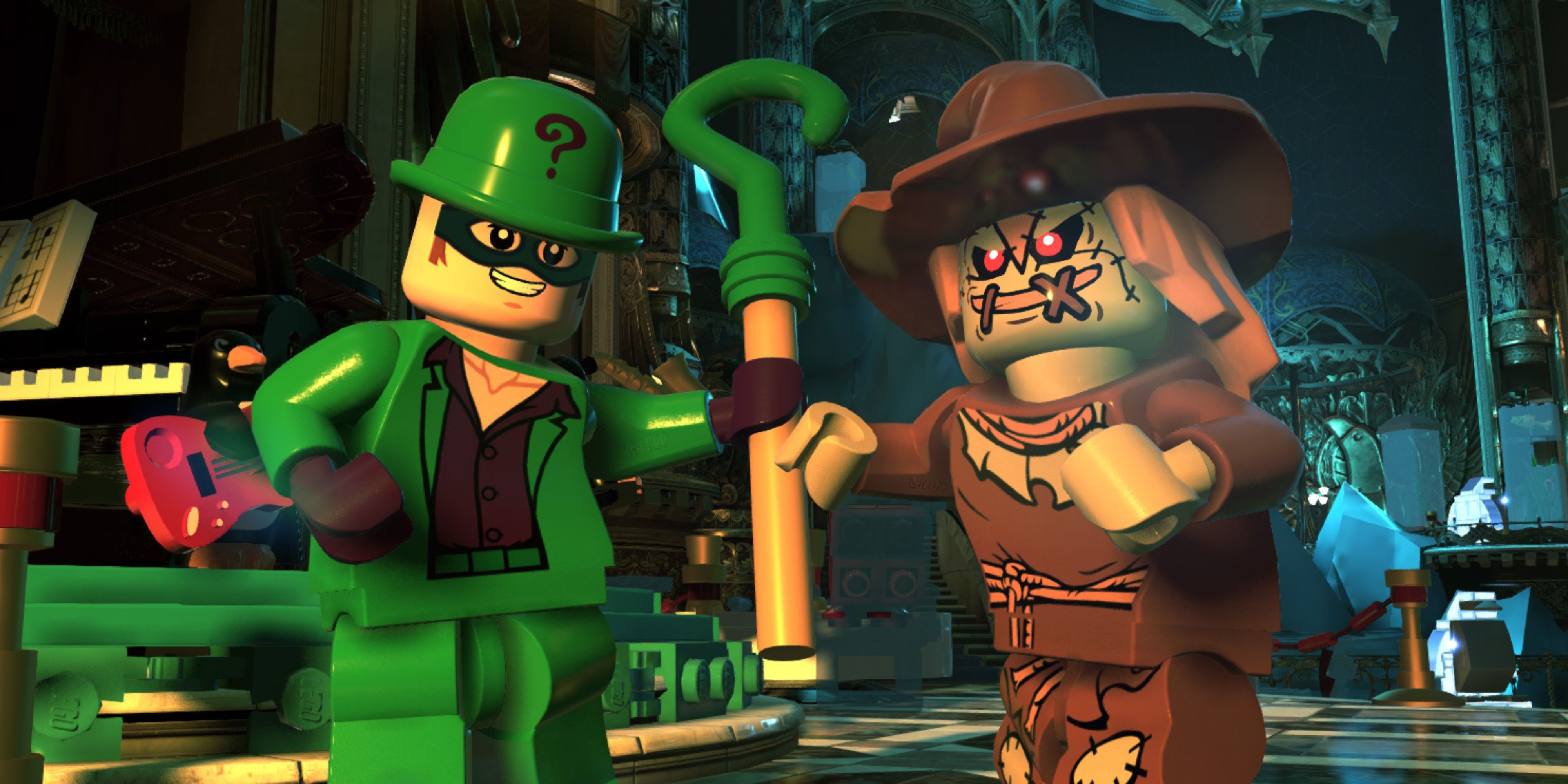 lego riddler and scarecrow in lego dc supervillains.