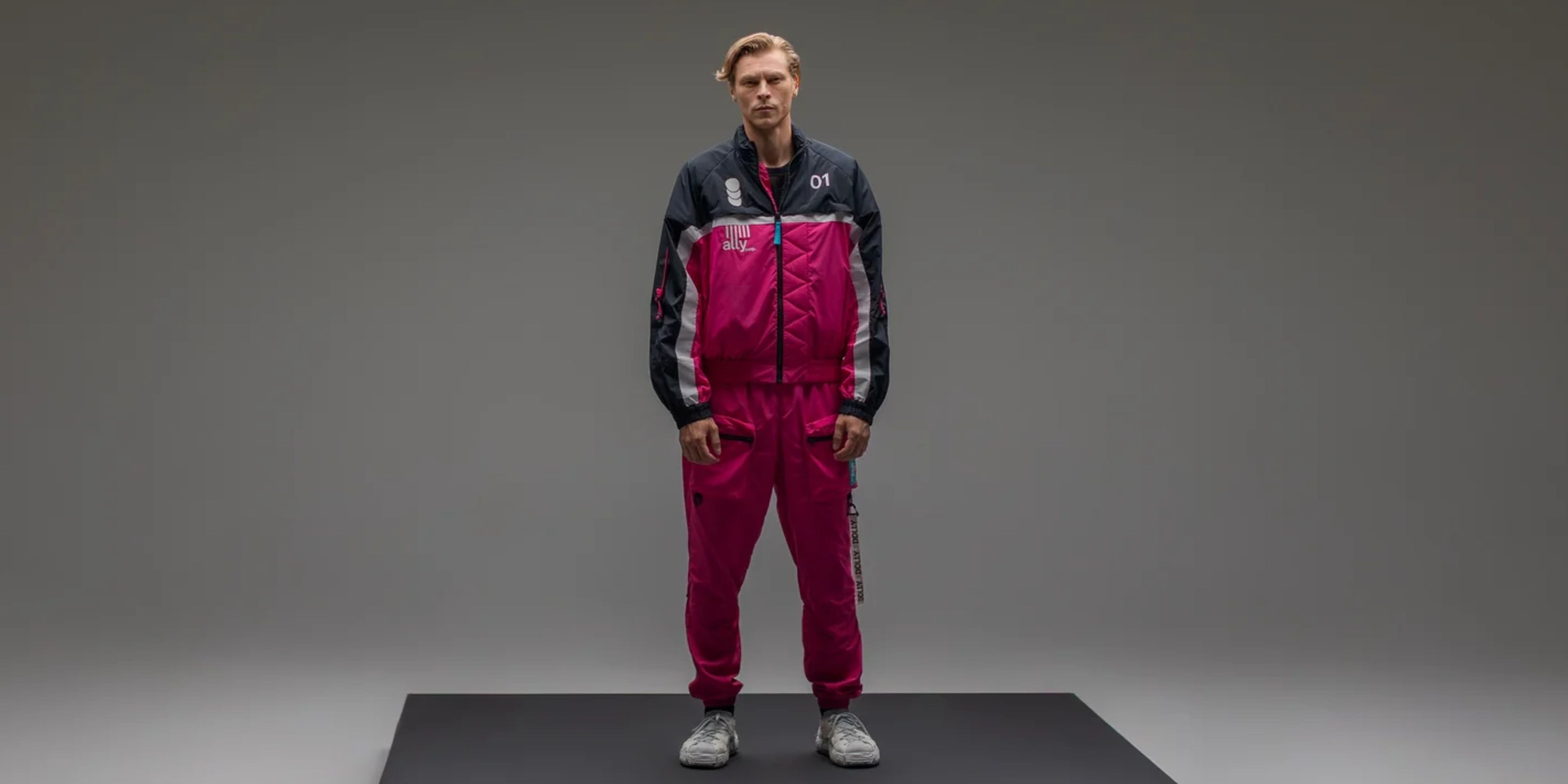 model wearing jan's tracksuit from the alters.