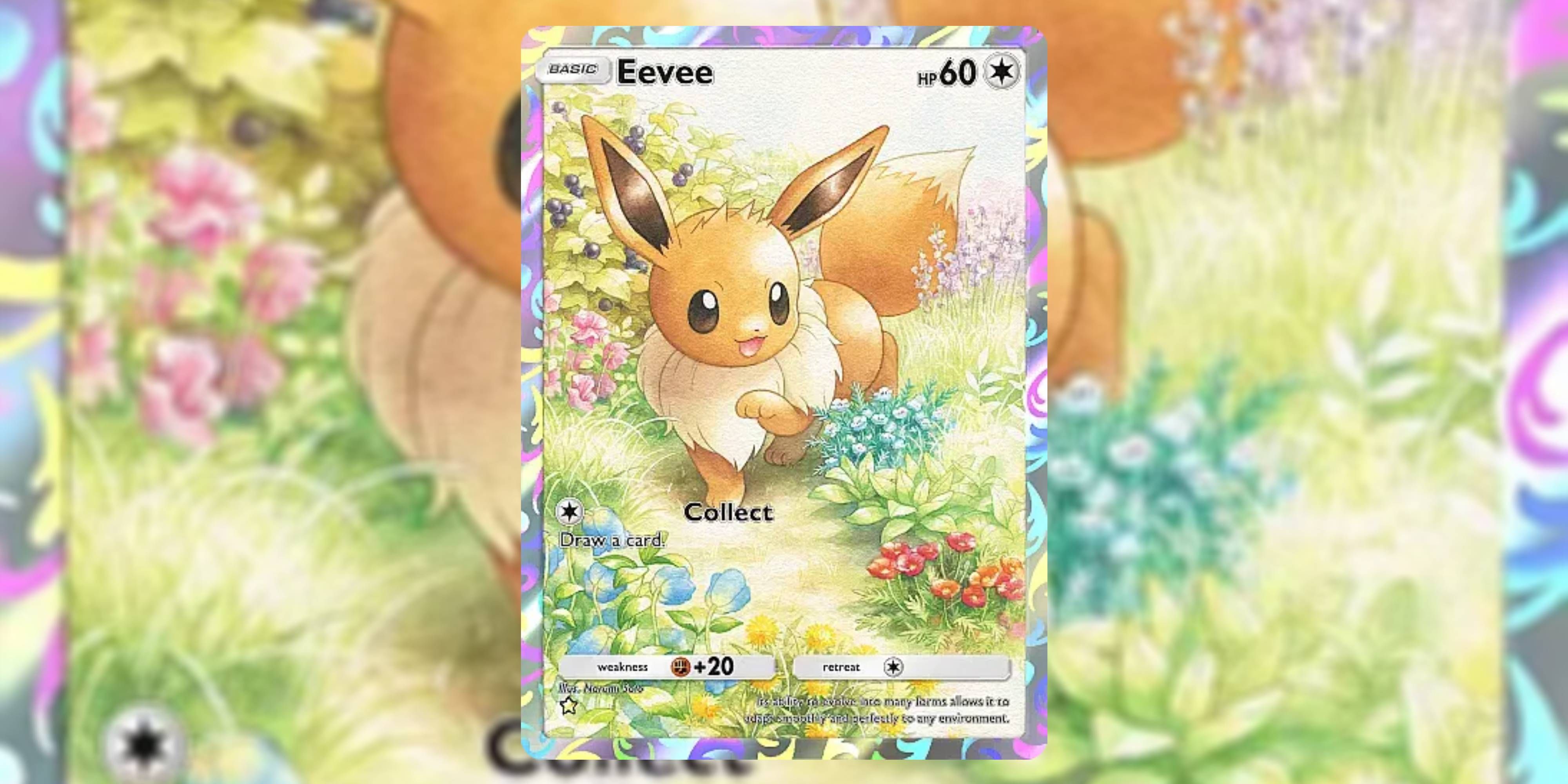 eevee illustration rare from pokemon tcg pocket's eevee grove.