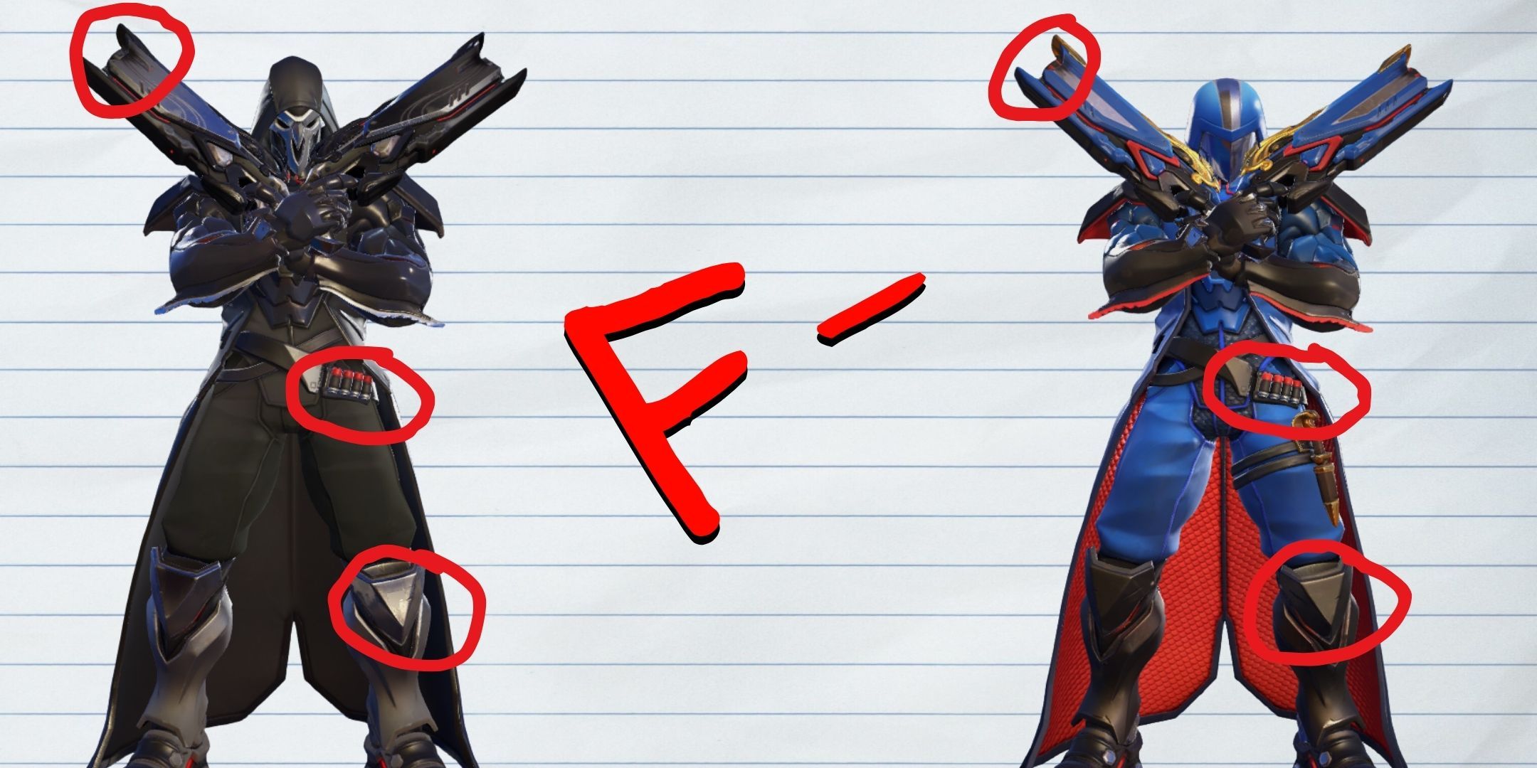A feature image showing the original Overwatch 2 Reaper skin and his G.I. Joe skin of Cobra Commander.