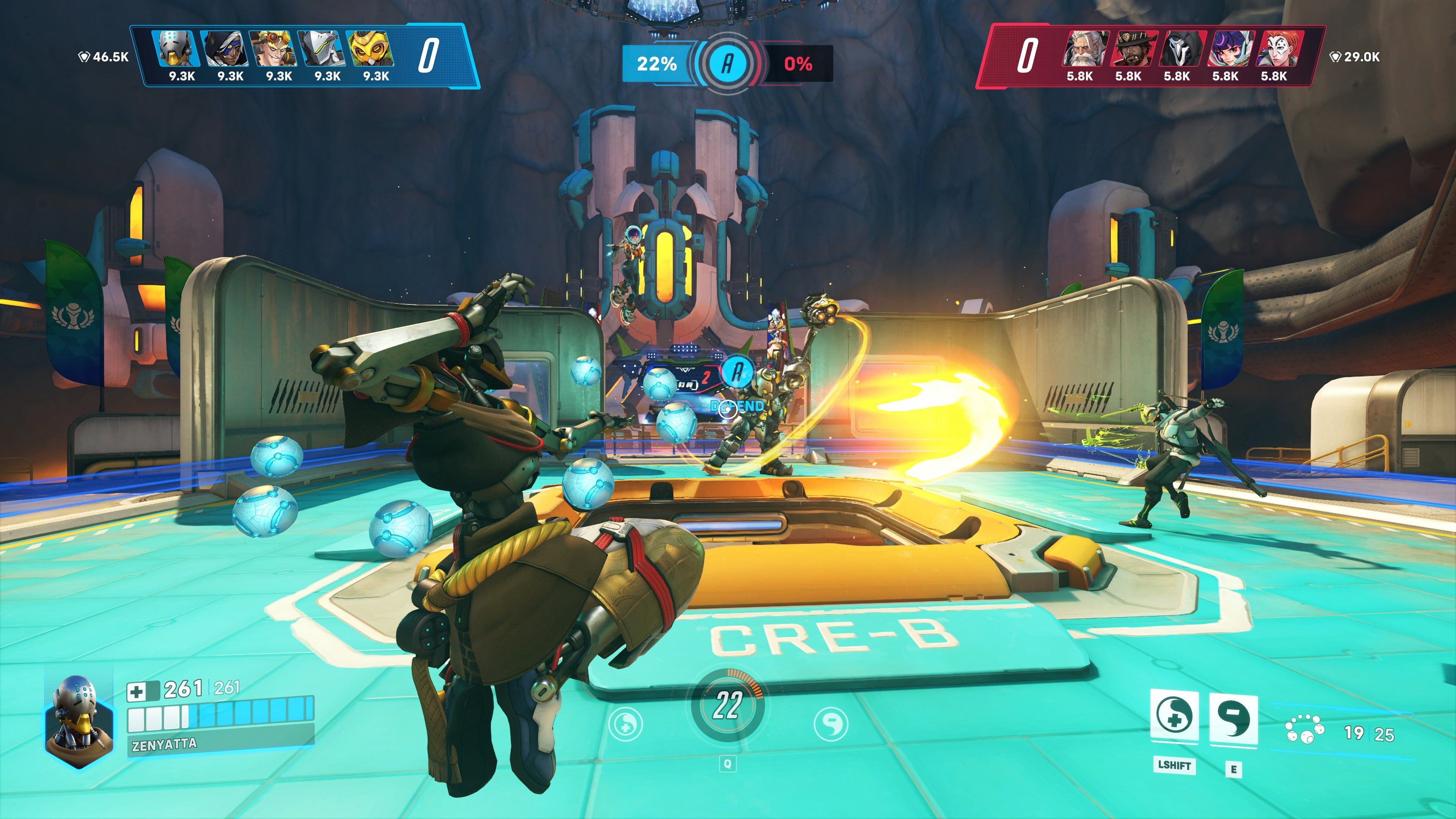Gameplay from Overwatch 2's stadium, featuring Zen. 