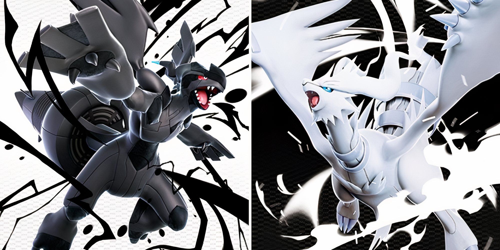 Pokemon black bolt and white flare side by side in a split image.