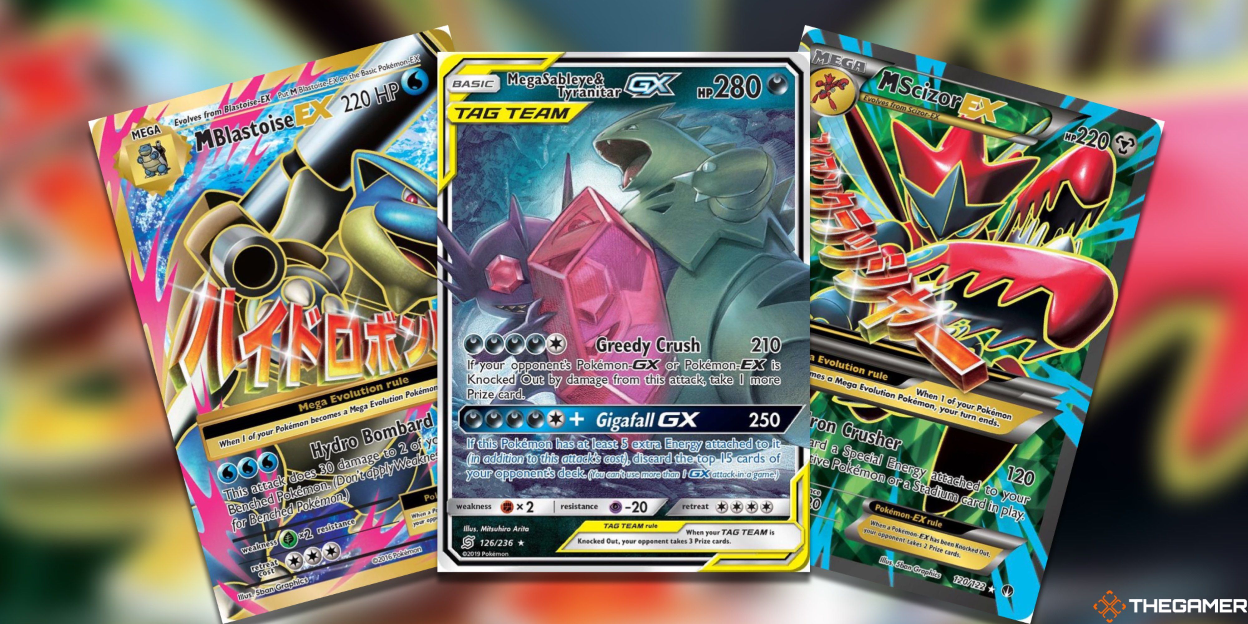Three Affordable Mega Evolutions fanned-out from the Pokemon TCG.